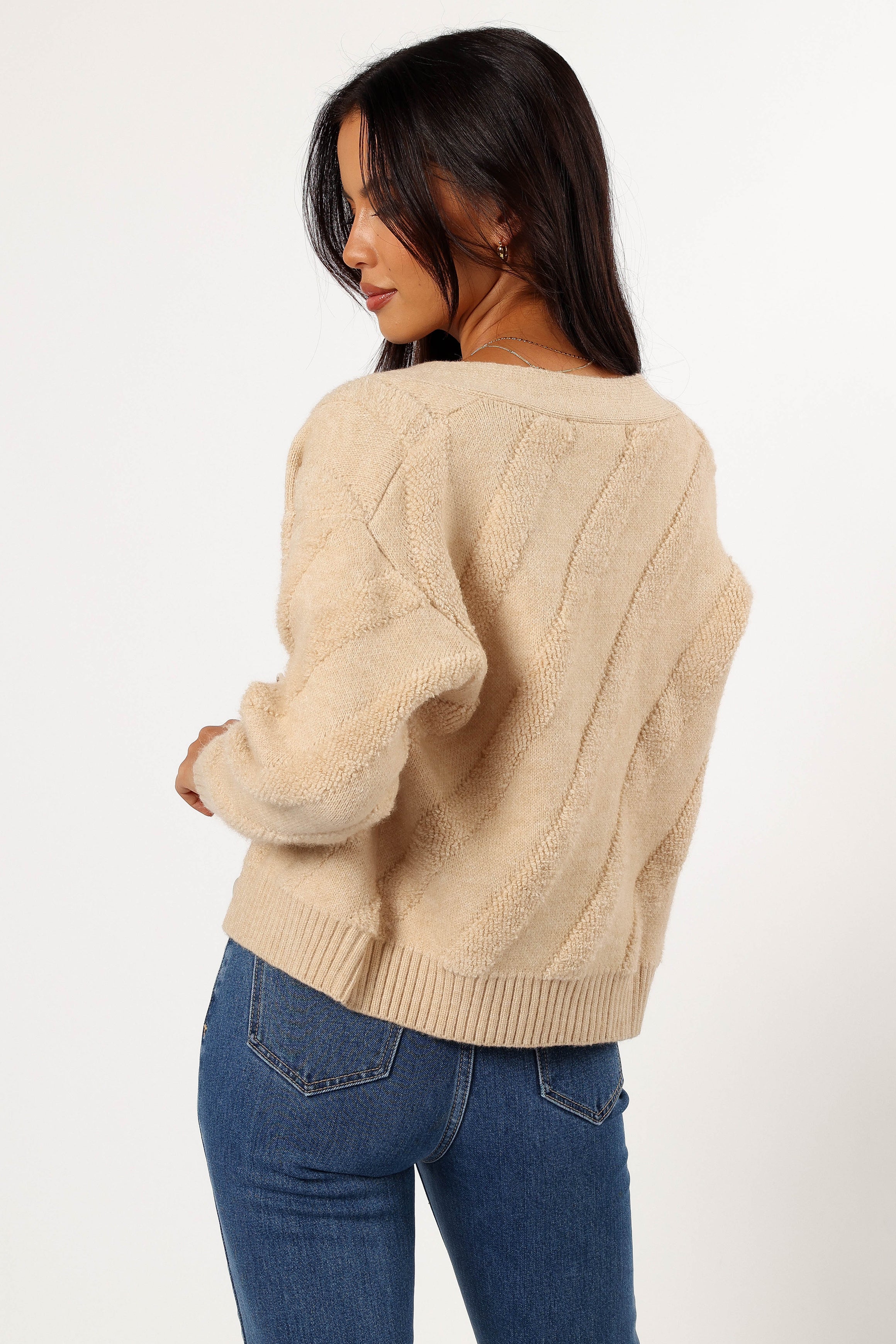 KNITWEAR Veda Stripe Cardigan - Beige