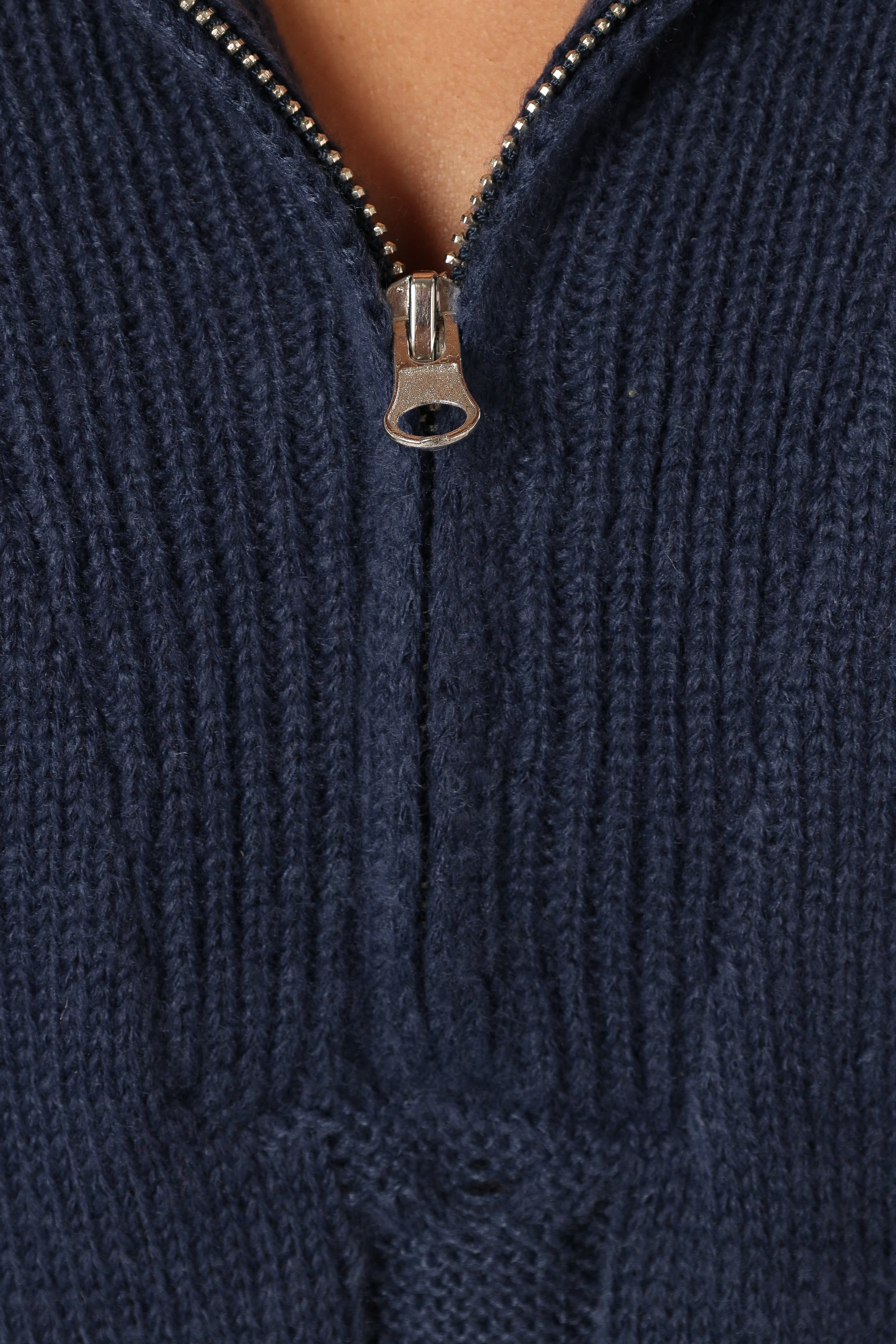 KNITWEAR Viara Quarter Zip Knit Sweater - Navy