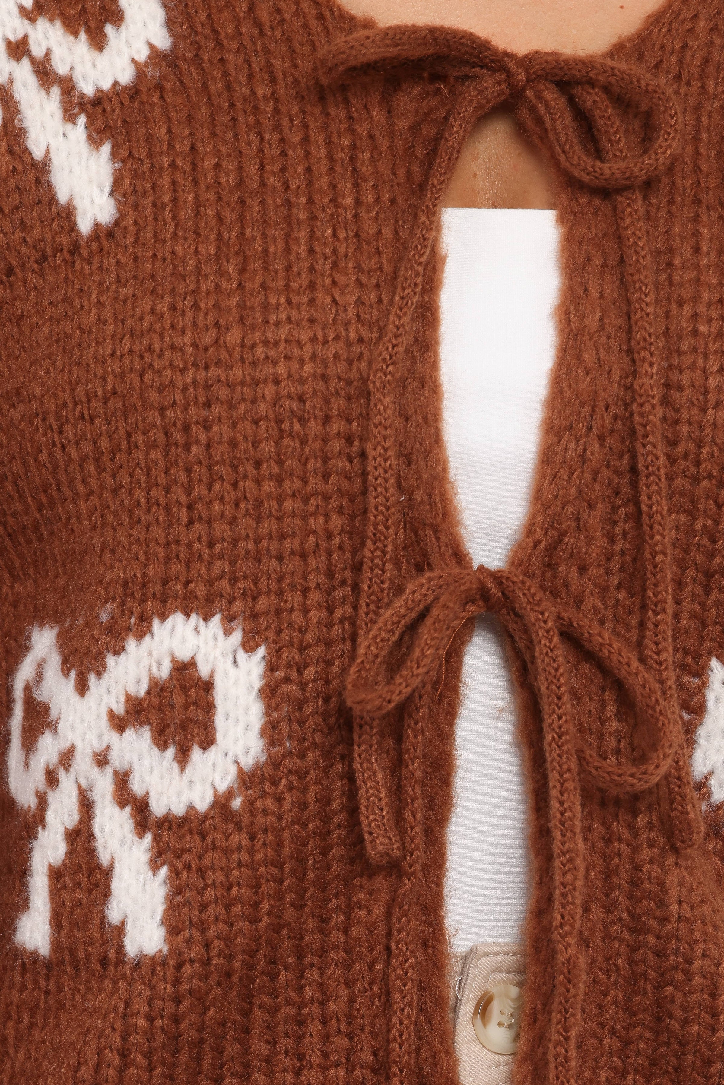 KNITWEAR Vienna Bow Cardigan - Camel