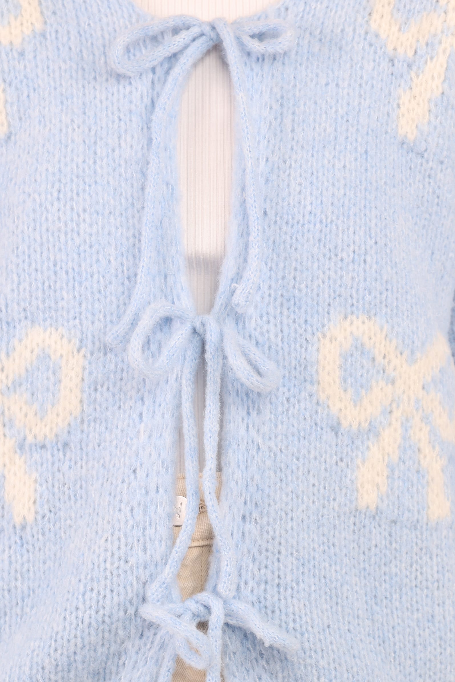 KNITWEAR Vienna Bow Cardigan - Pale Blue