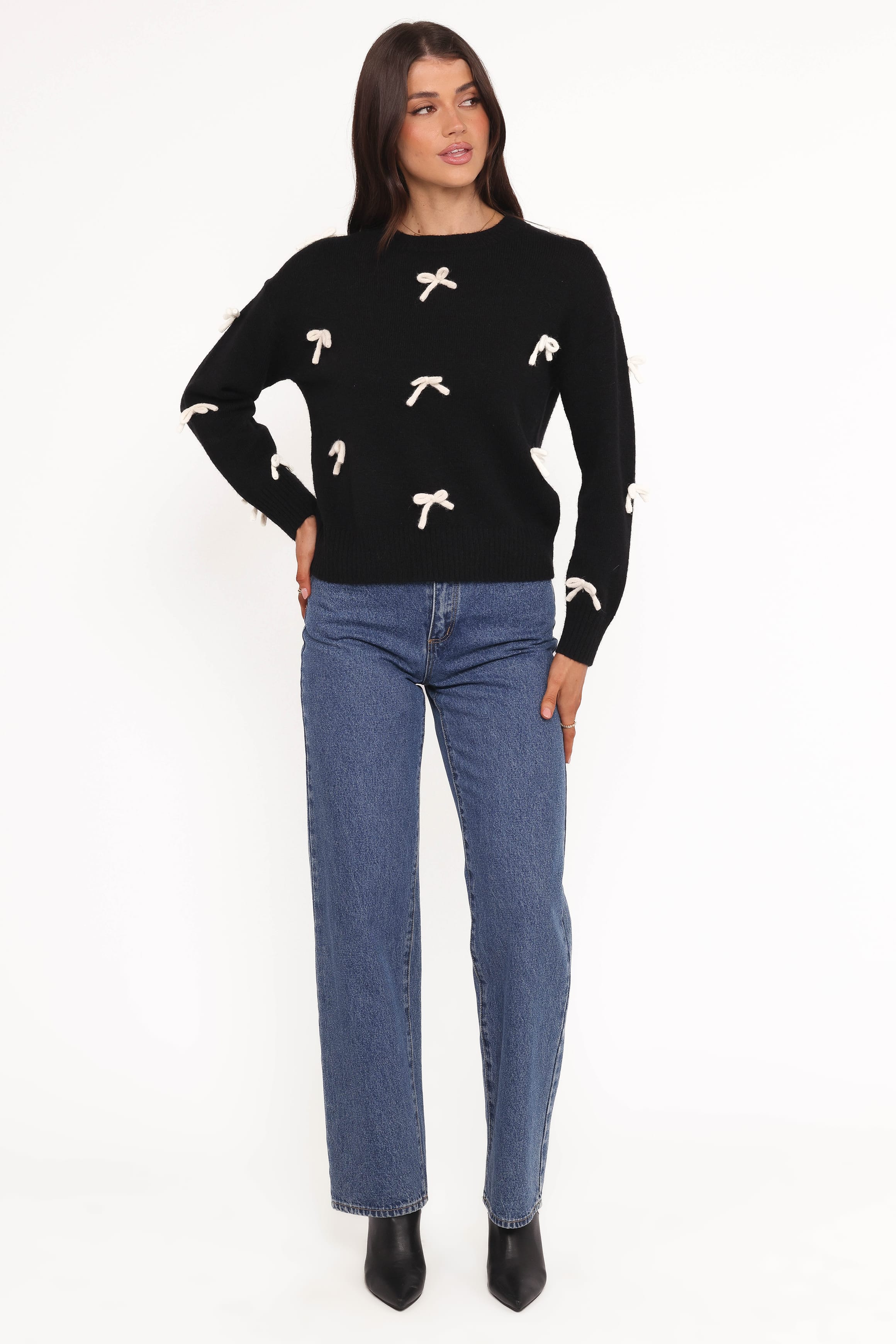 KNITWEAR Voss Bow Knit Sweater - Black