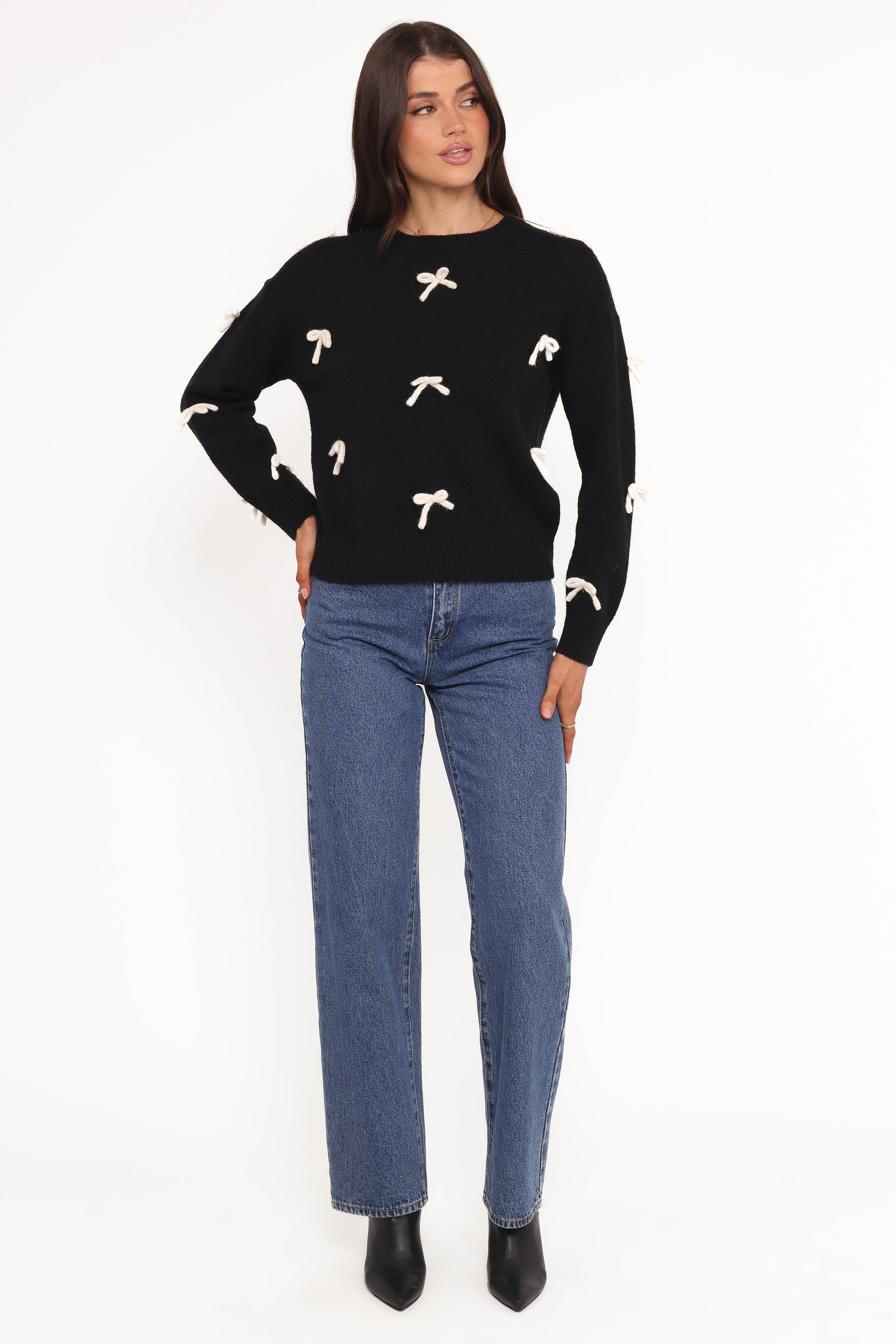 KNITWEAR Voss Bow Knit Sweater - Black