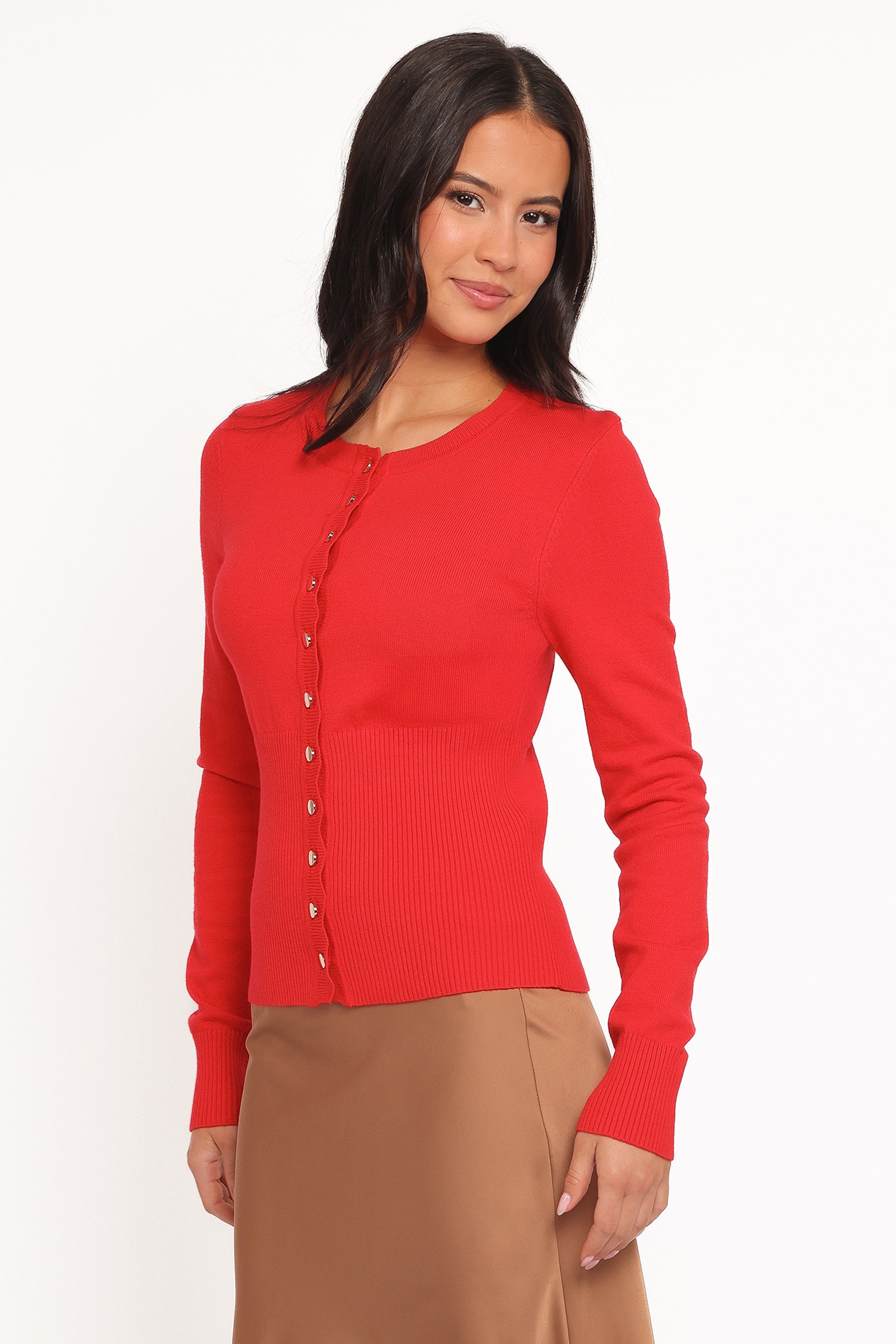 KNITWEAR Walsh Scalloped Cardigan - Red