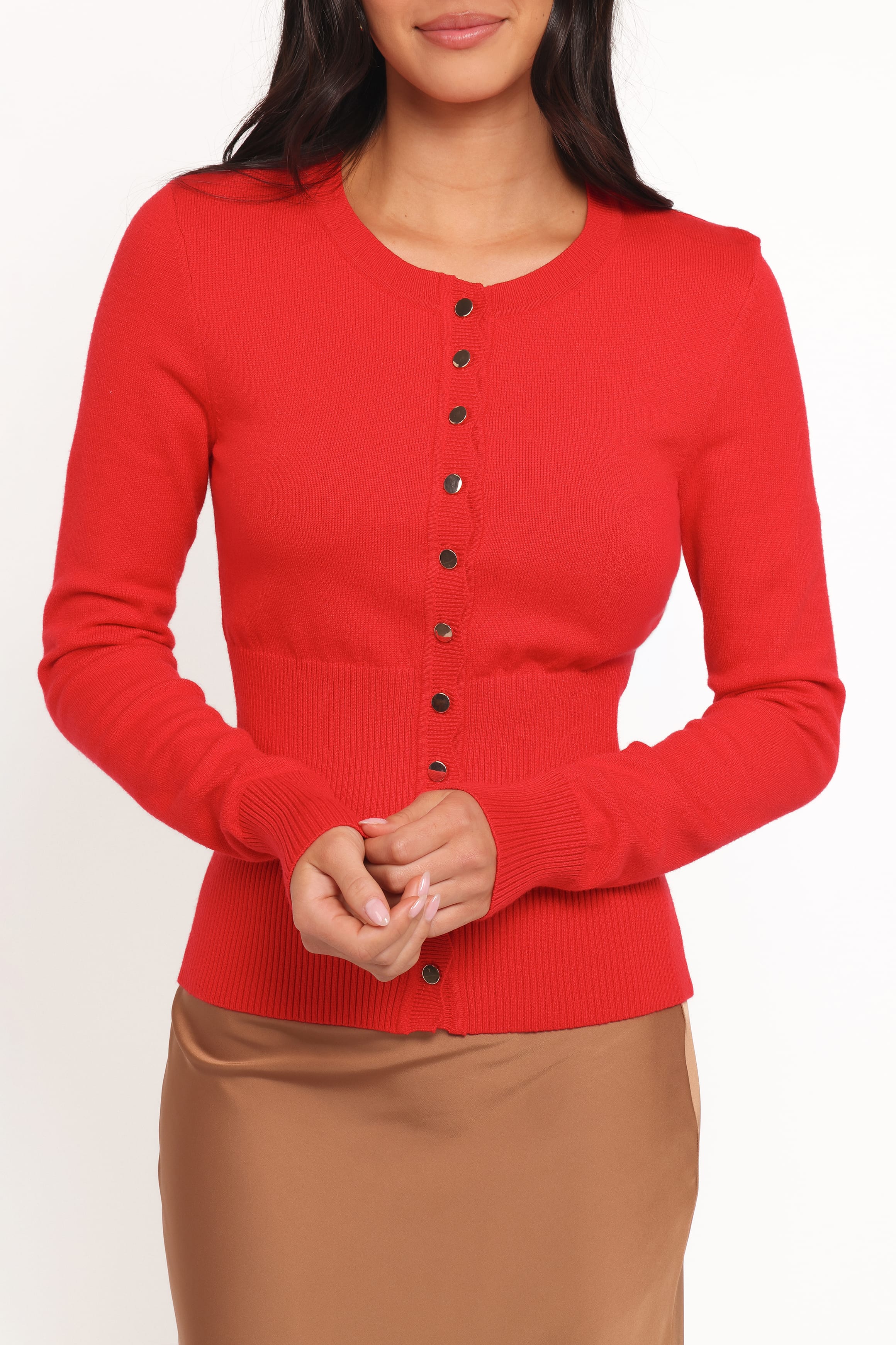 KNITWEAR Walsh Scalloped Cardigan - Red