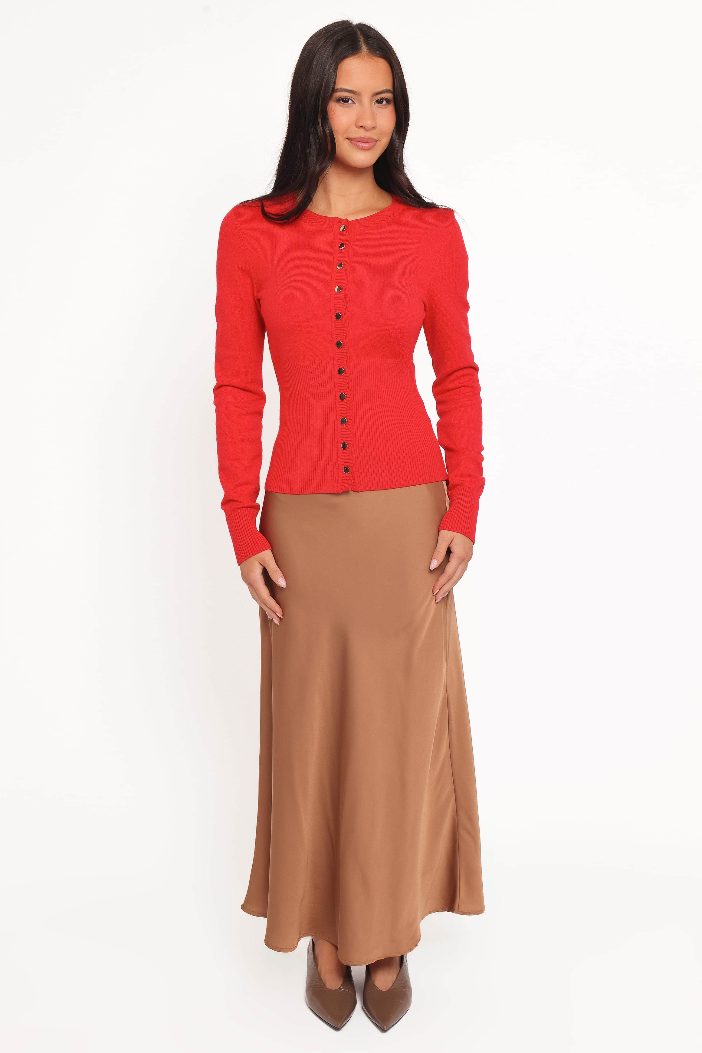 KNITWEAR Walsh Scalloped Cardigan - Red