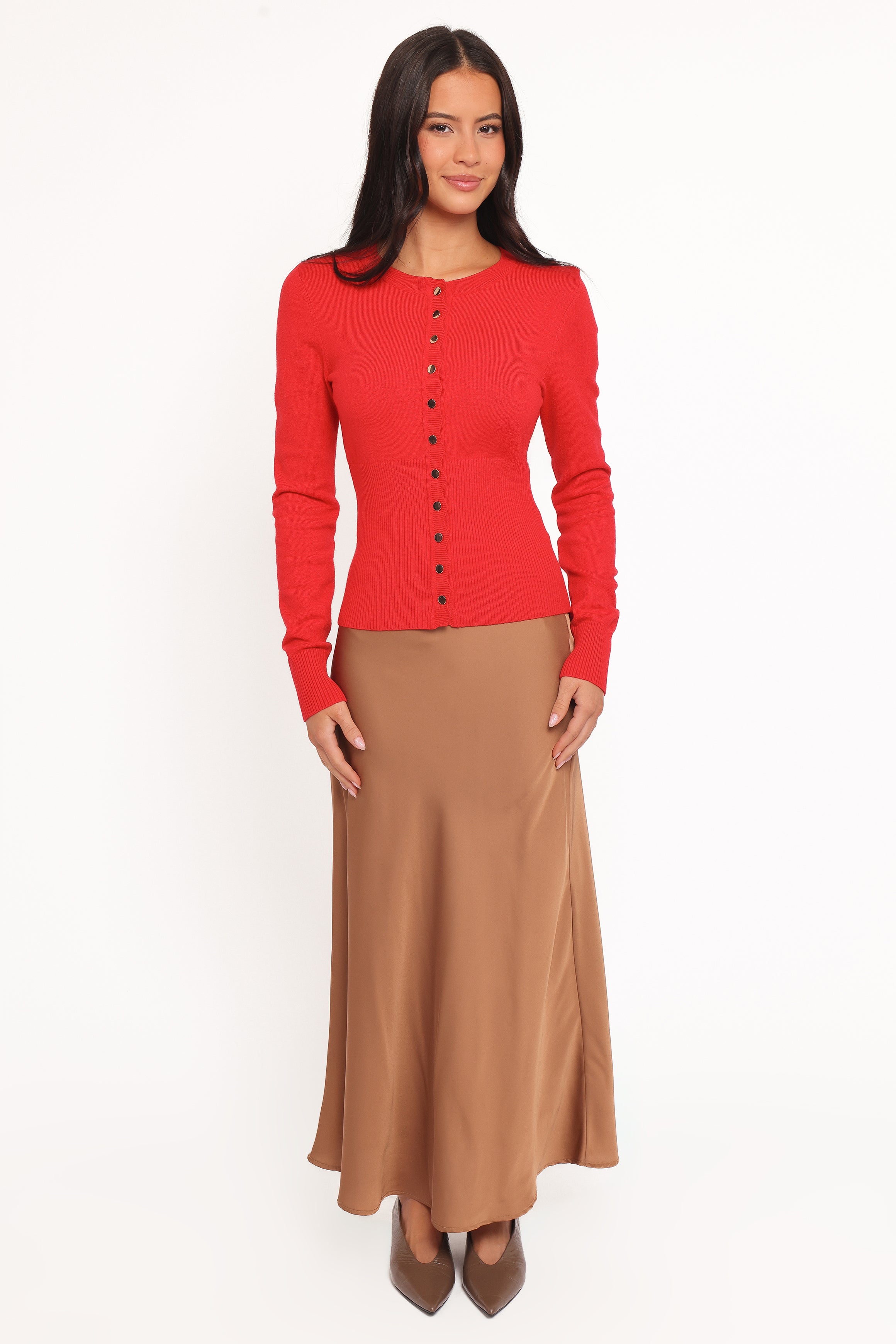 KNITWEAR Walsh Scalloped Cardigan - Red
