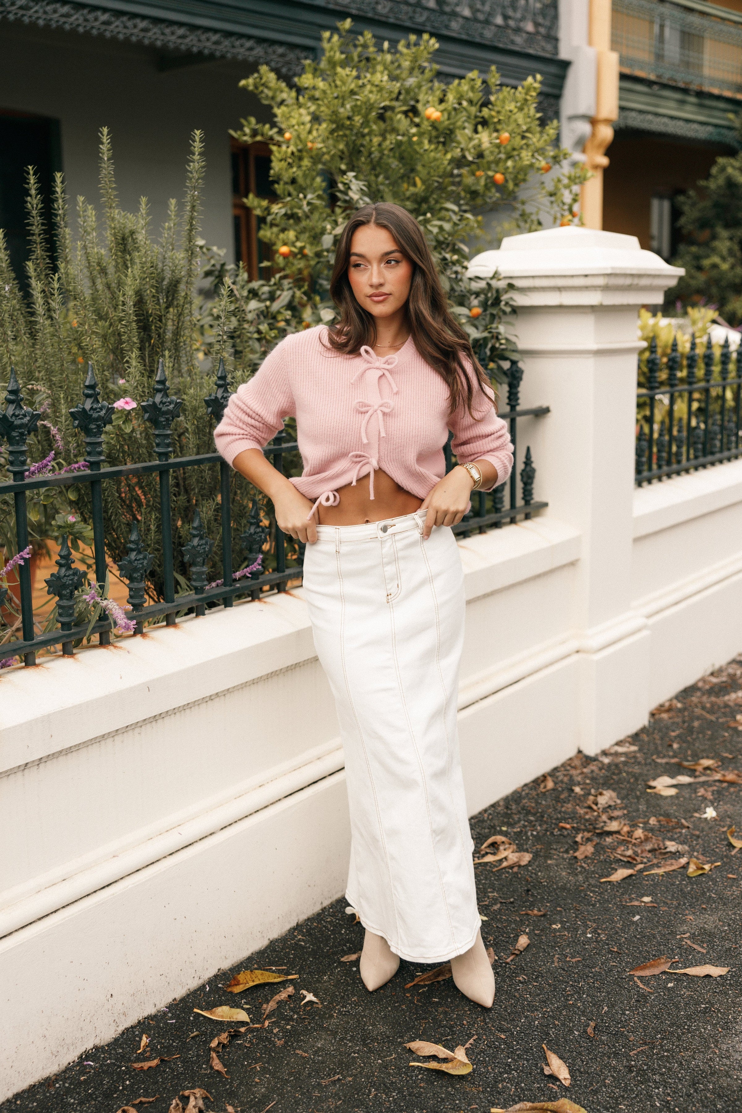 KNITWEAR Wilde Bow Front Cardigan - Blush
