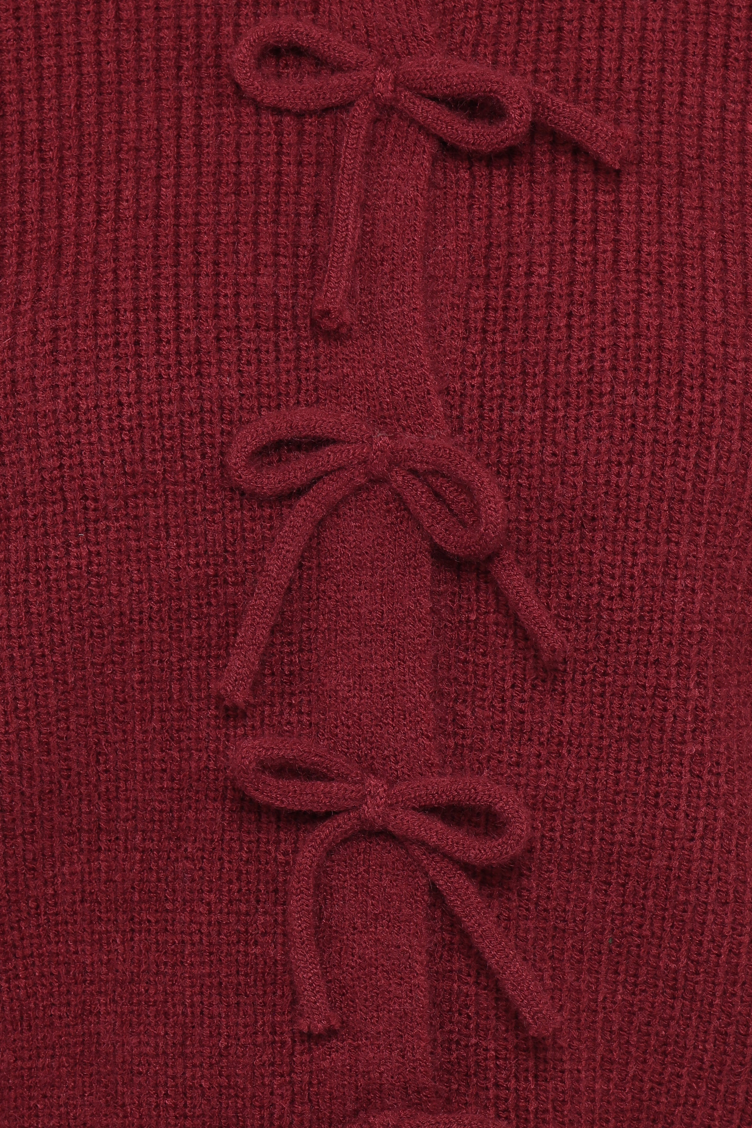 KNITWEAR Wilde Bow Front Cardigan - Burgundy