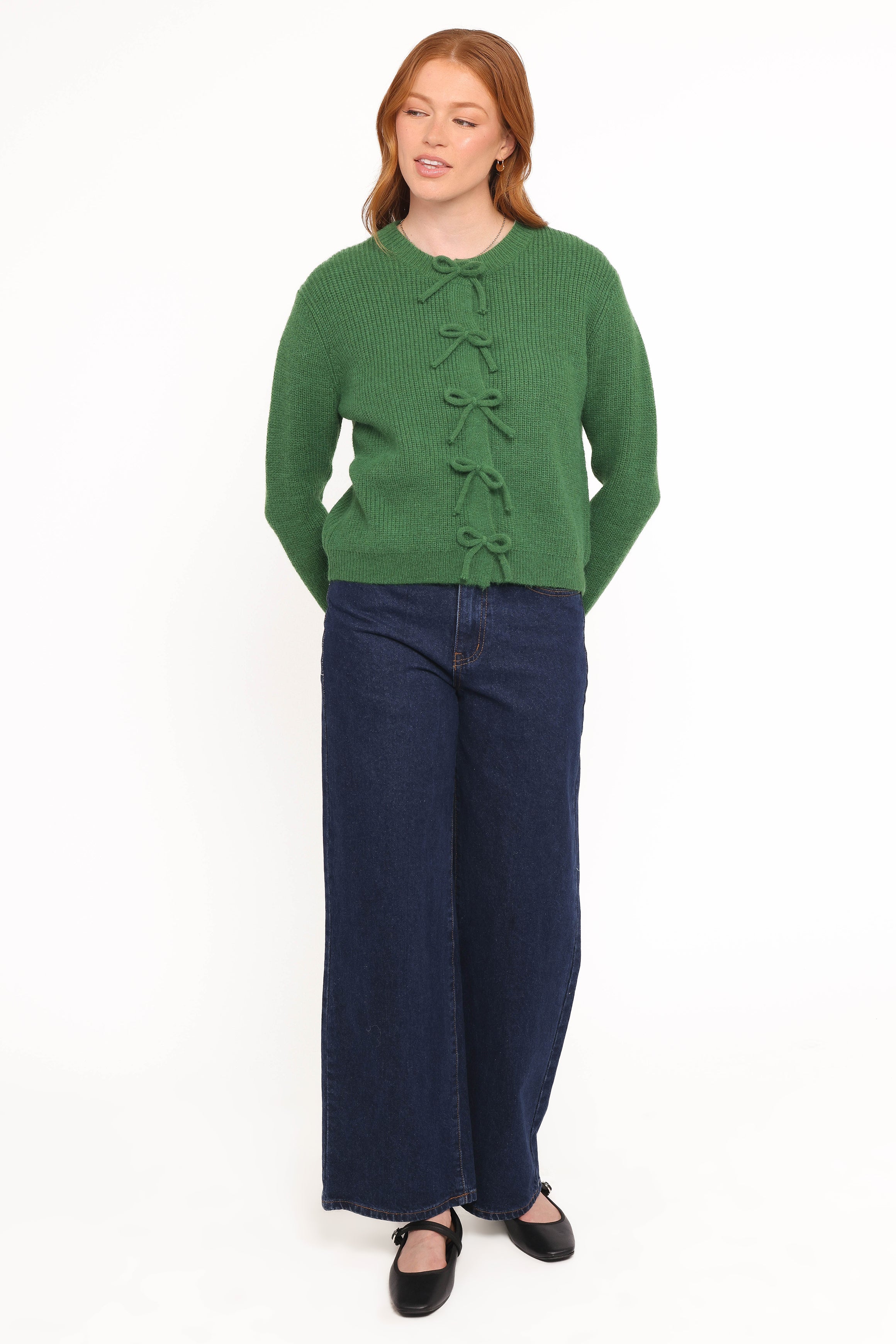 KNITWEAR Wilde Bow Front Cardigan - Green