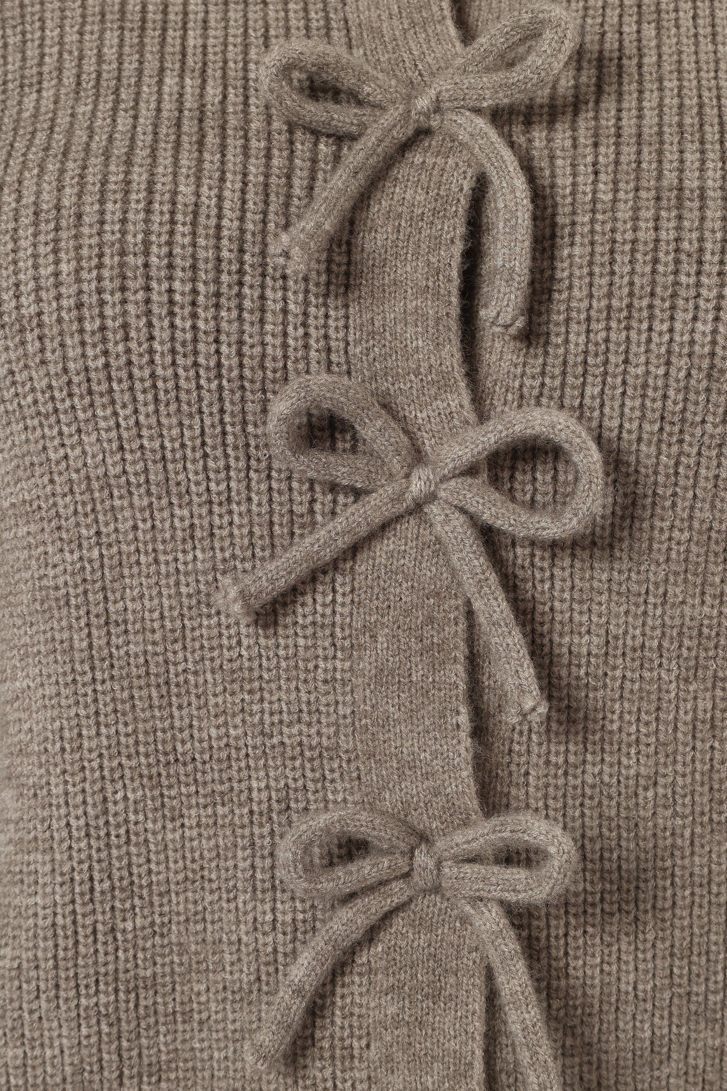 KNITWEAR Wilde Bow Front Cardigan - Light Grey