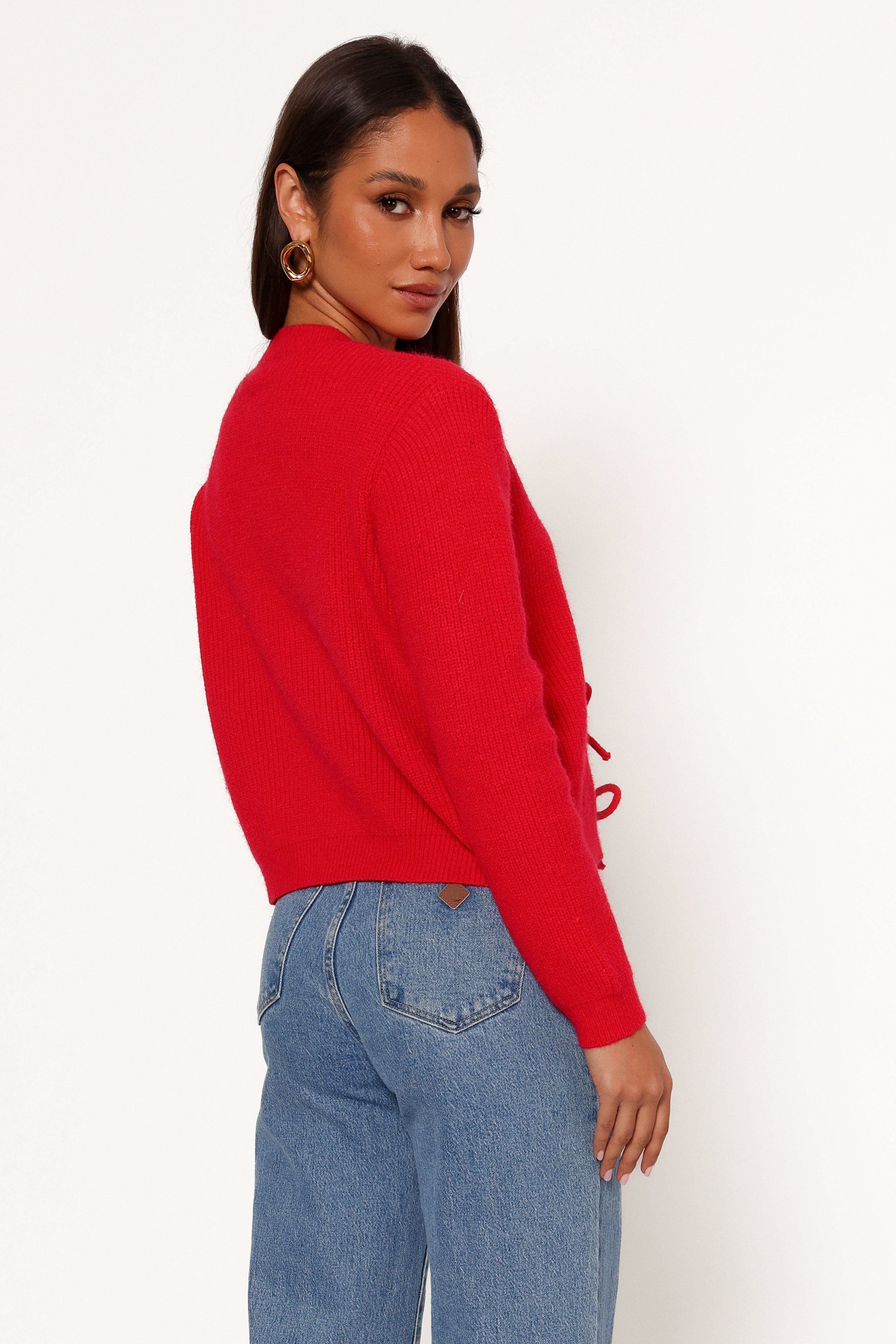 KNITWEAR Wilde Bow Front Cardigan - Red