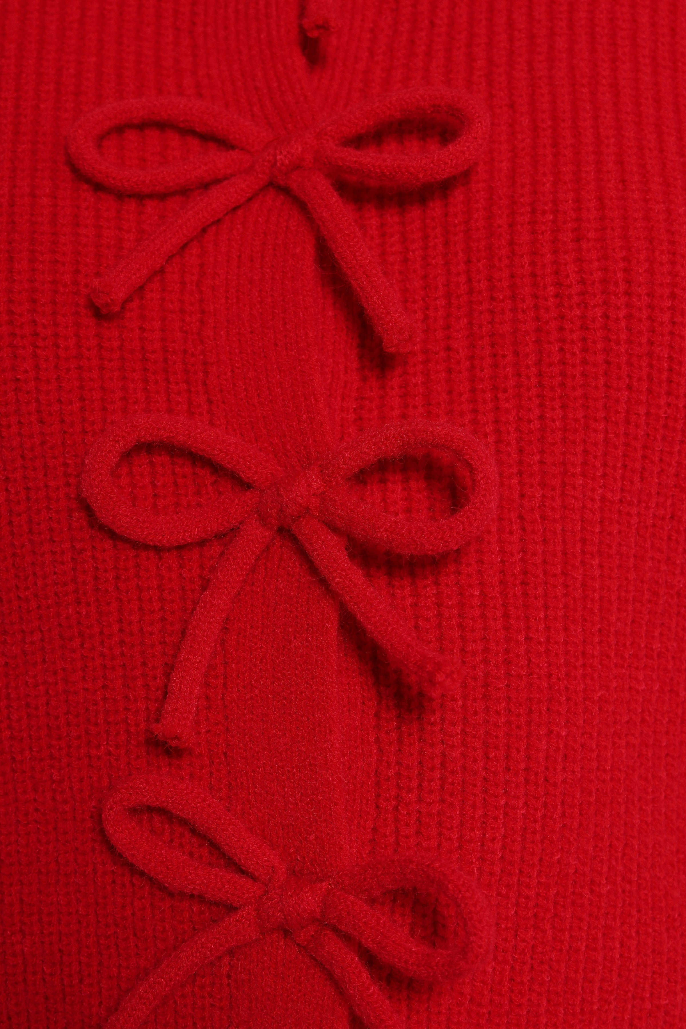 KNITWEAR Wilde Bow Front Cardigan - Red