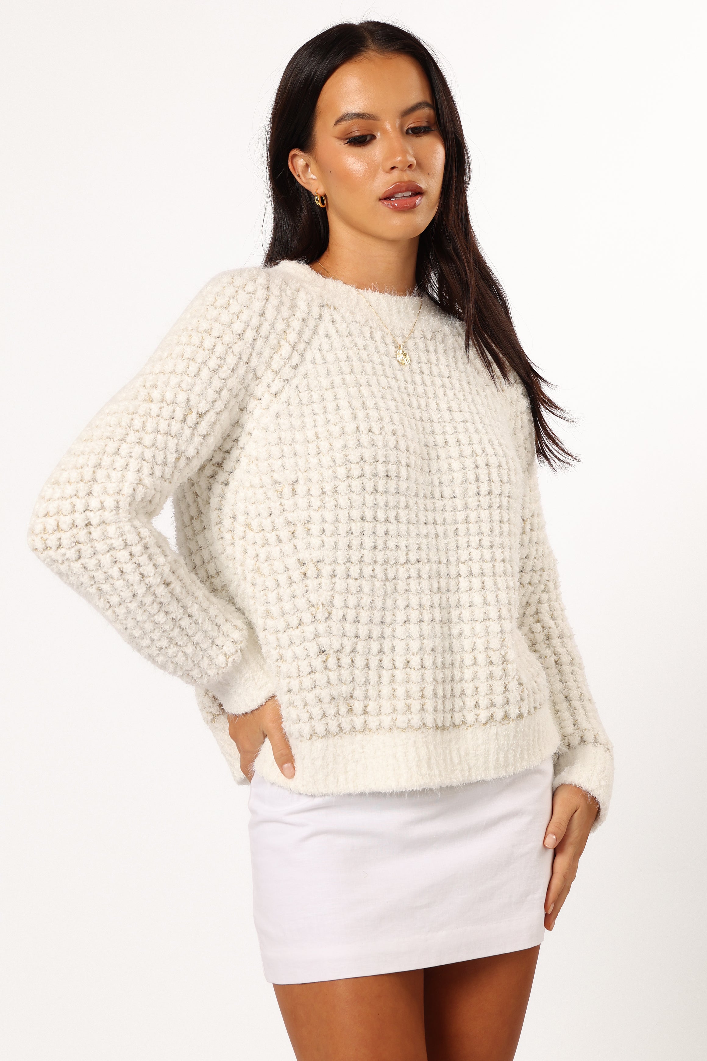 KNITWEAR @Willa Knit Sweater - White