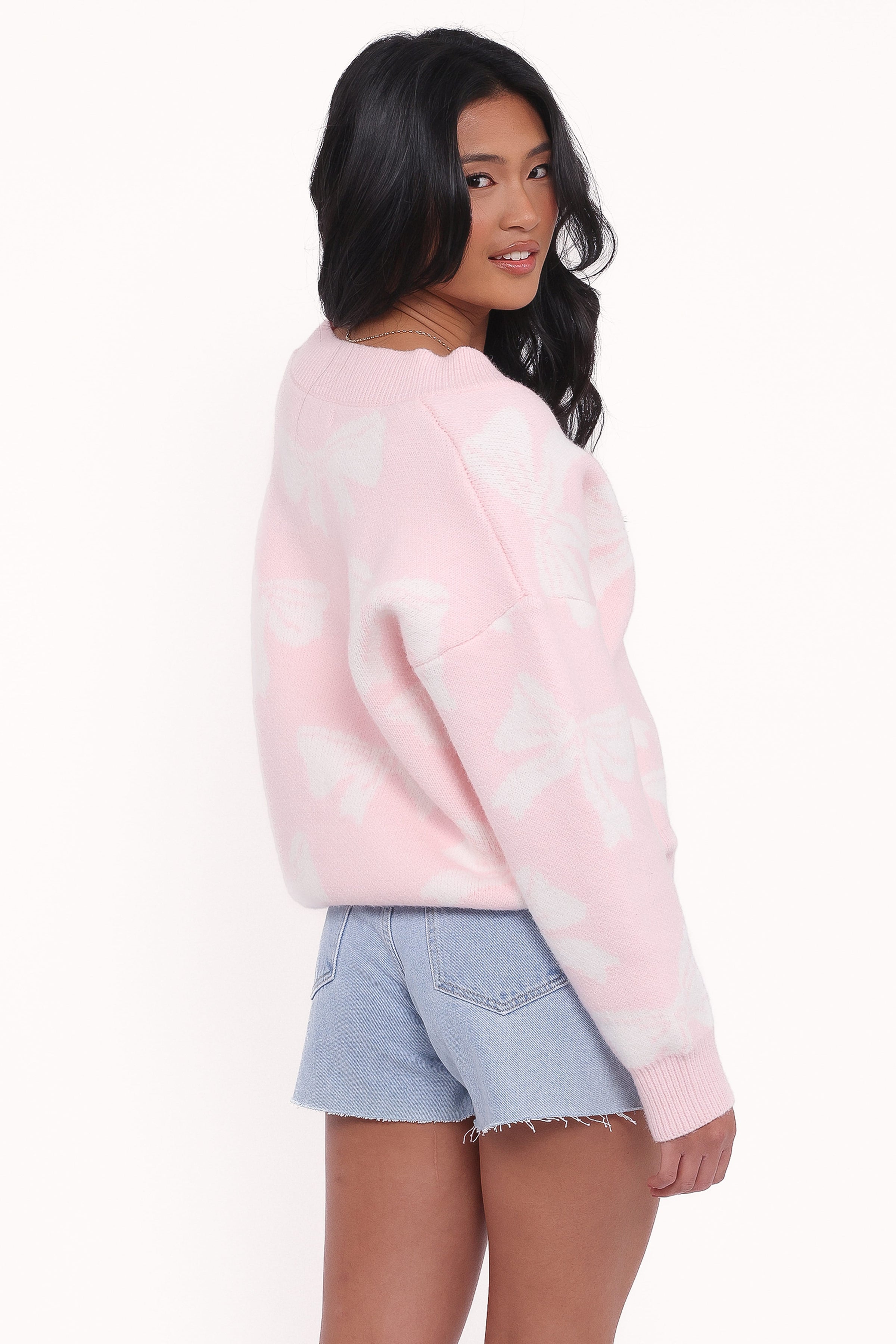KNITWEAR Wrenn Bow Knit Cardigan - Soft Pink