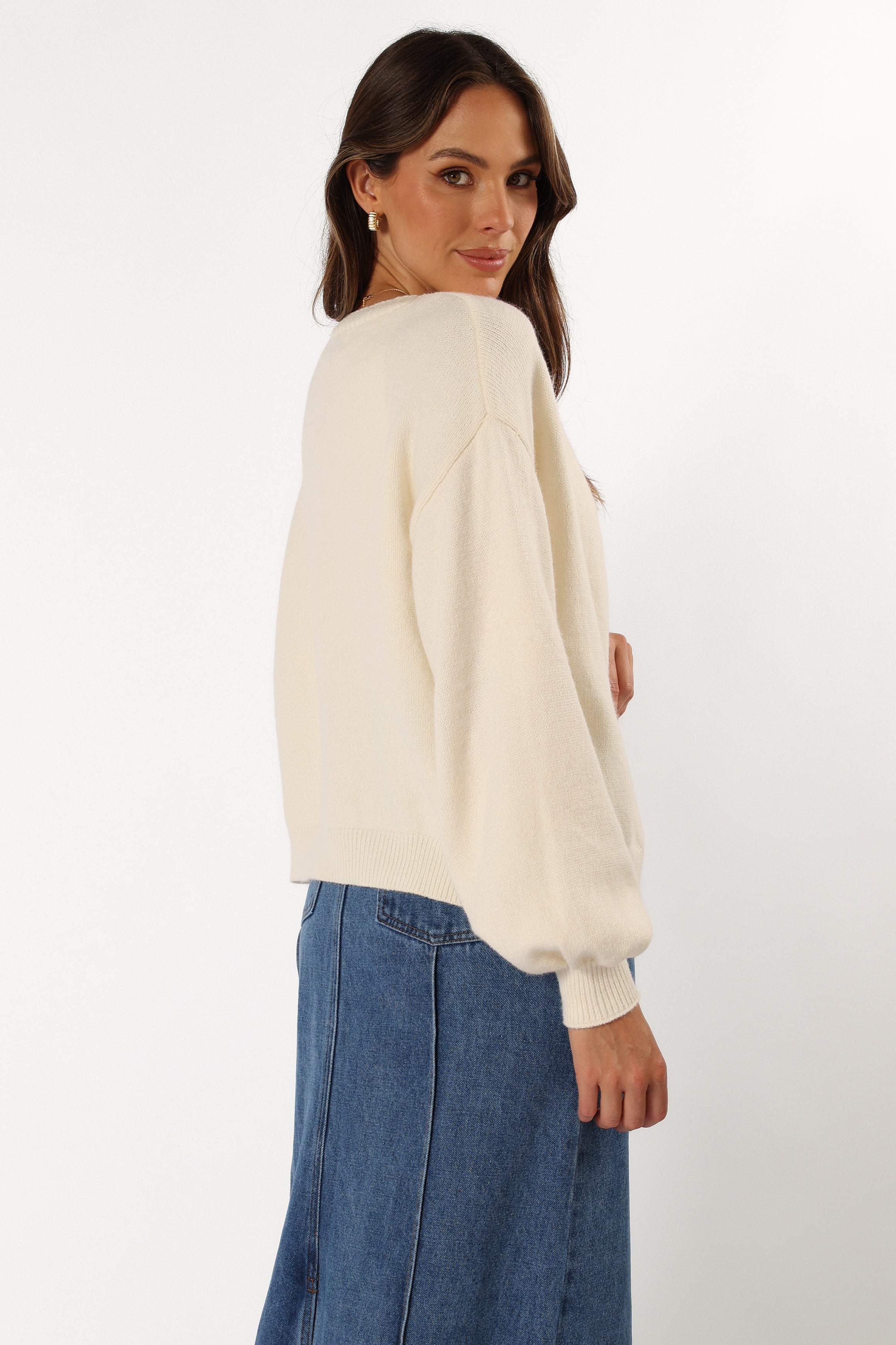 KNITWEAR @Xadie Bell Sleeve Cardigan - Cream (Hold for Cool Beginnings)