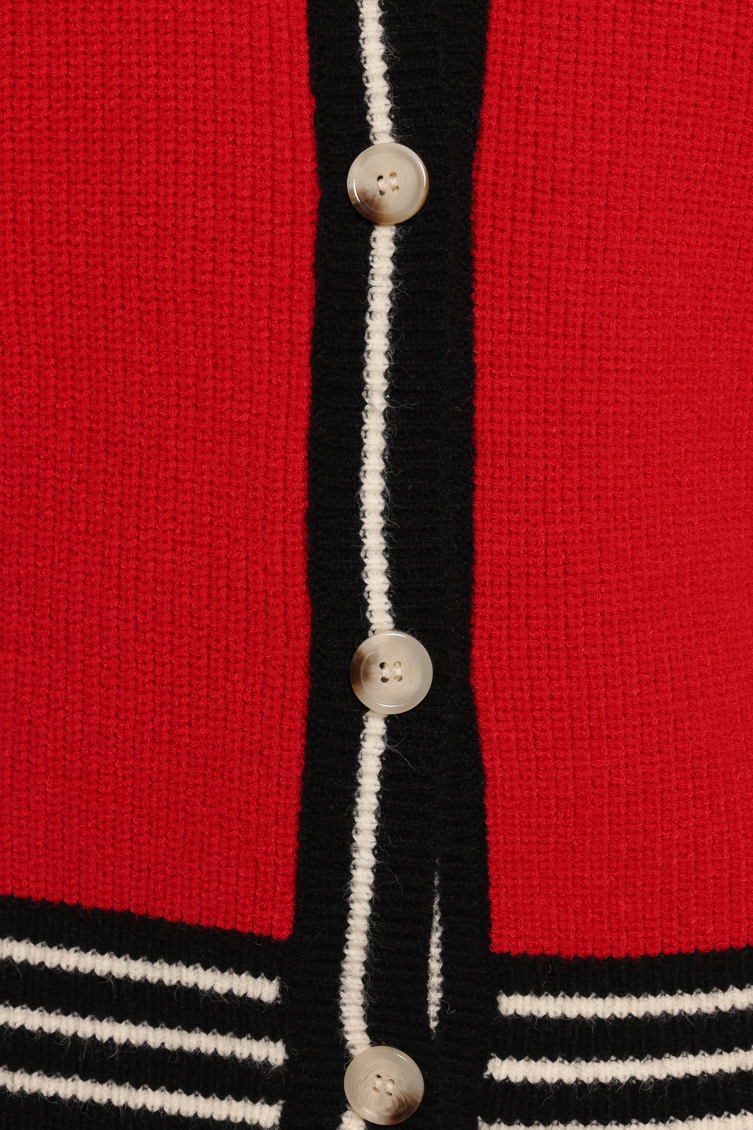 KNITWEAR Yorkshire Contrast Hem Cardigan - Red