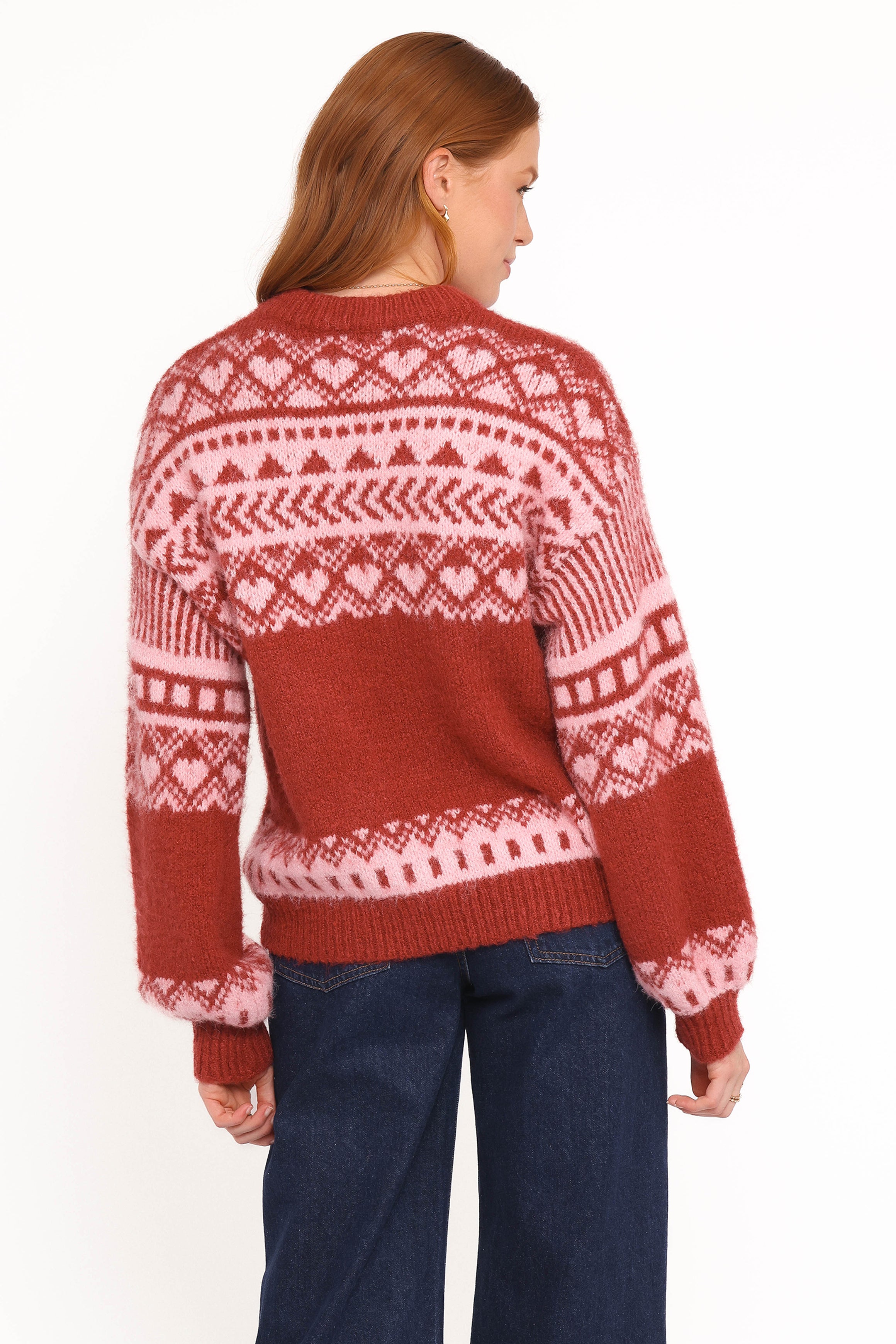 KNITWEAR Zinnia Fairisle Knit Sweater - Red