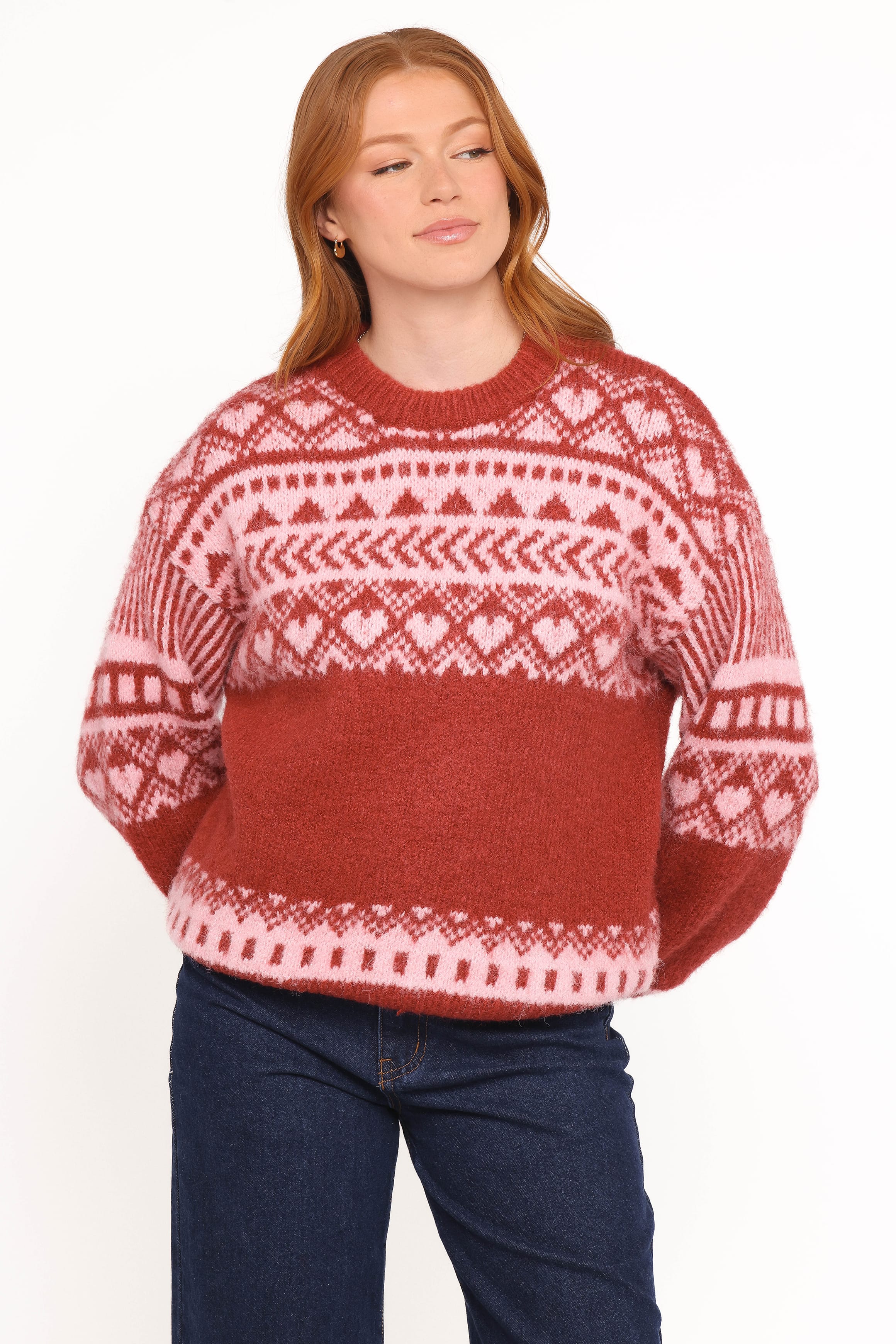 KNITWEAR Zinnia Fairisle Knit Sweater - Red