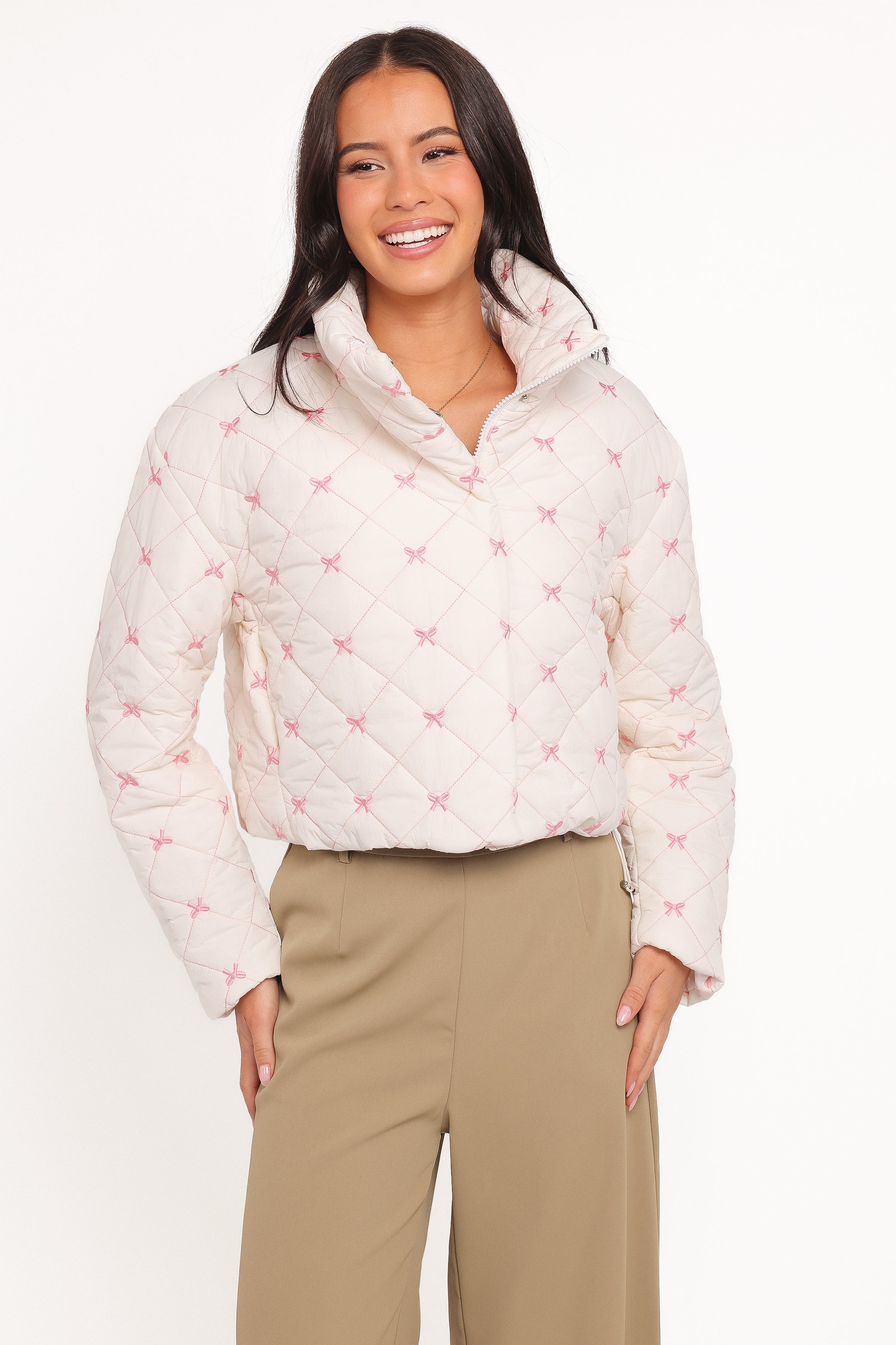 OUTERWEAR Adi Quilted Jacket - Pink Bow