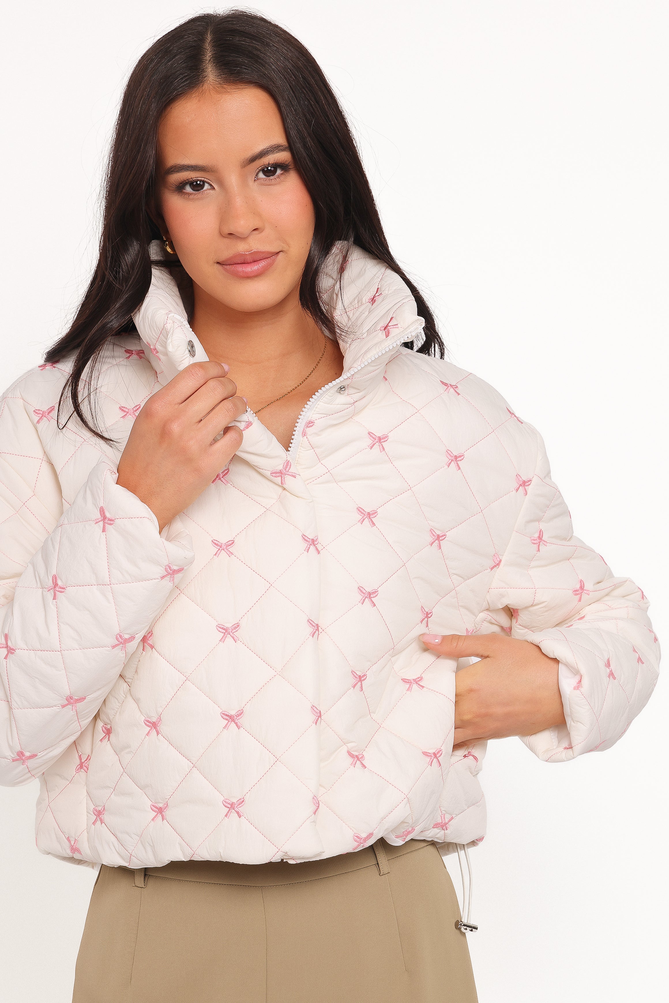 OUTERWEAR Adi Quilted Jacket - Pink Bow