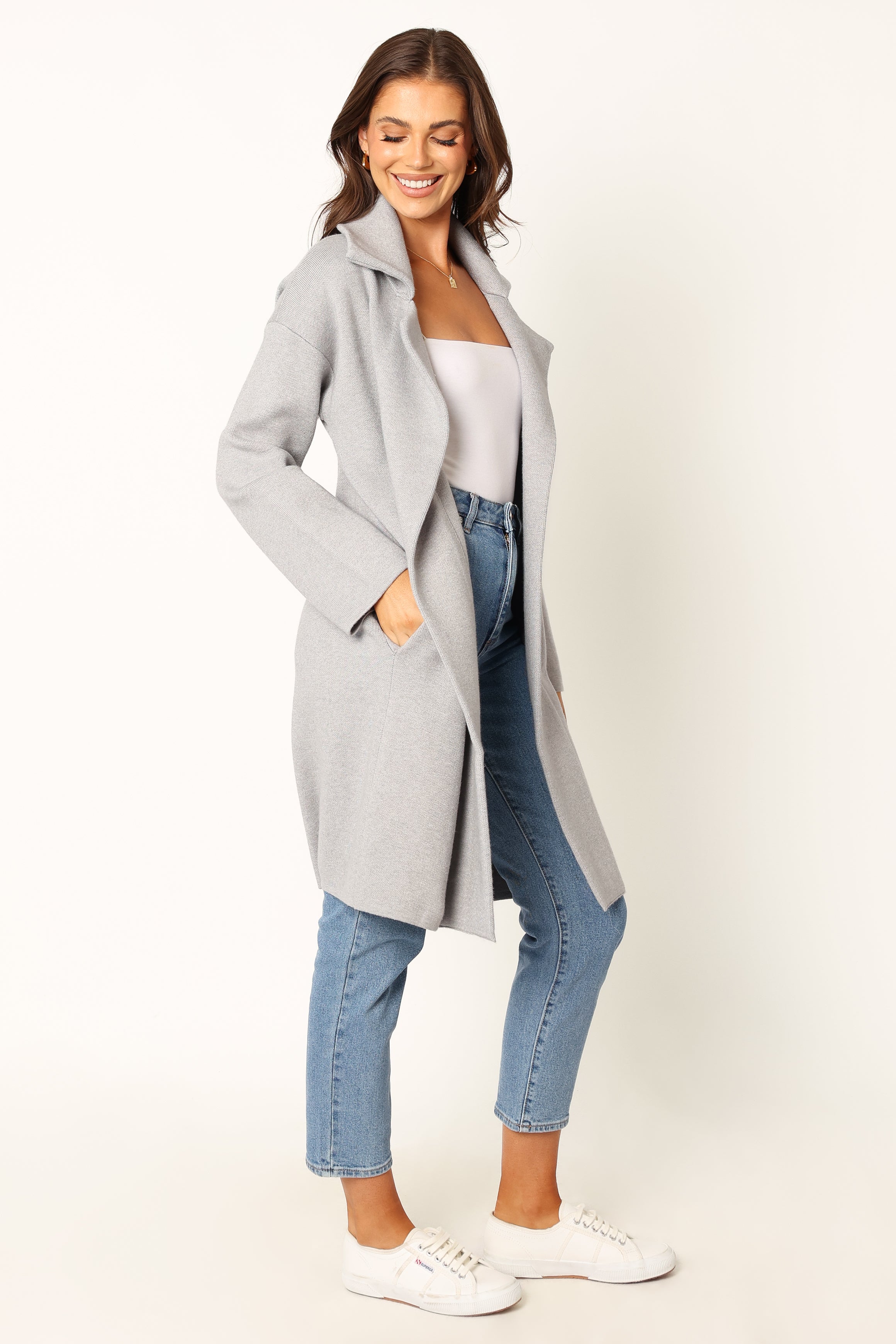 OUTERWEAR @Anastasia Long Coatigan - Heather Grey