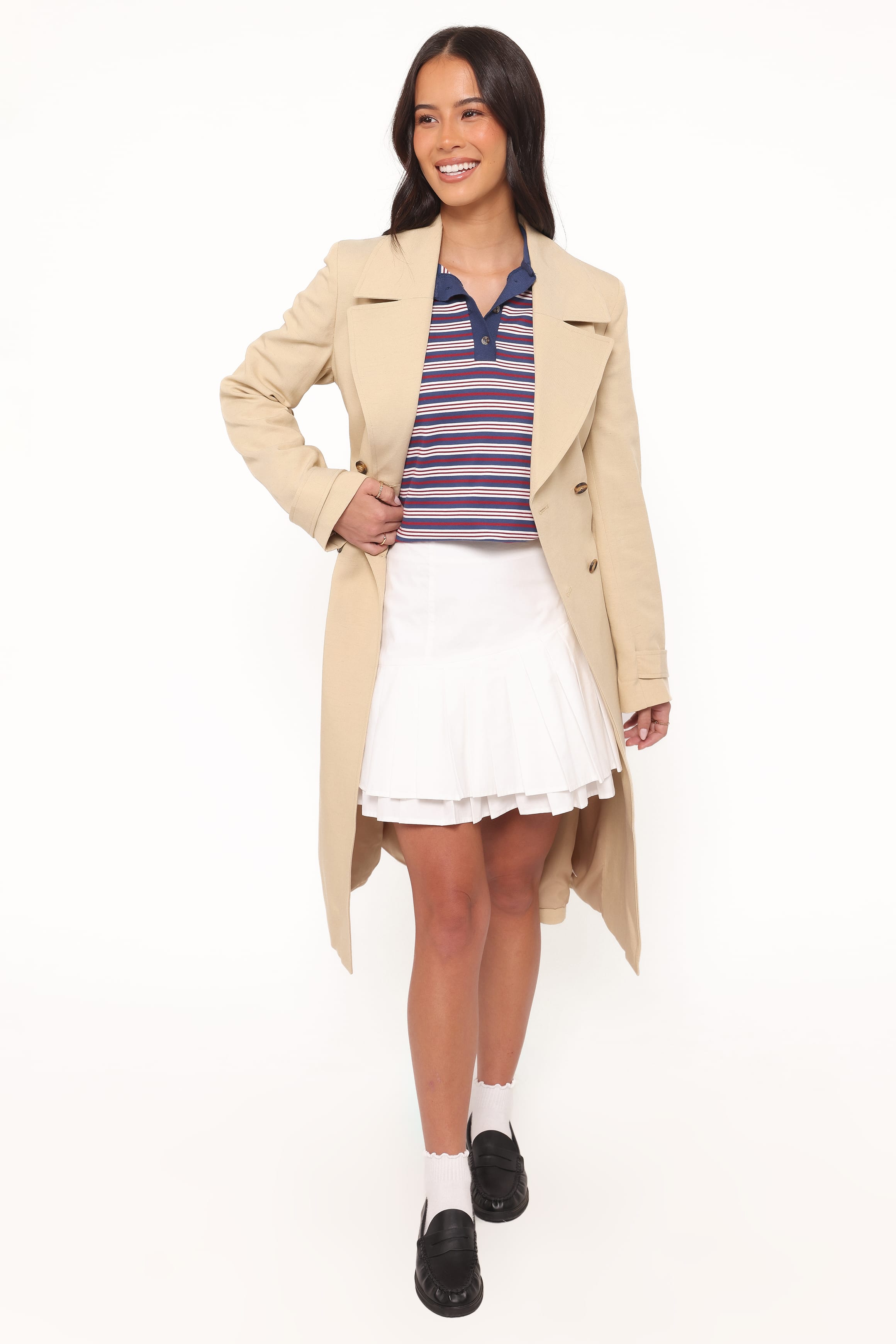 OUTERWEAR Angelique Linen Trench Coat - Oat Linen