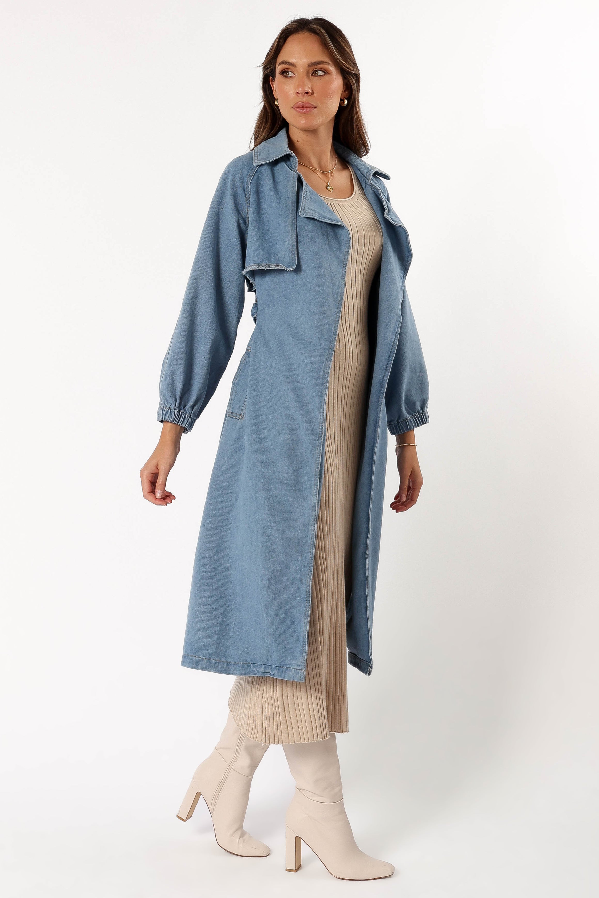 OUTERWEAR @Ariana Trench Coat - Denim