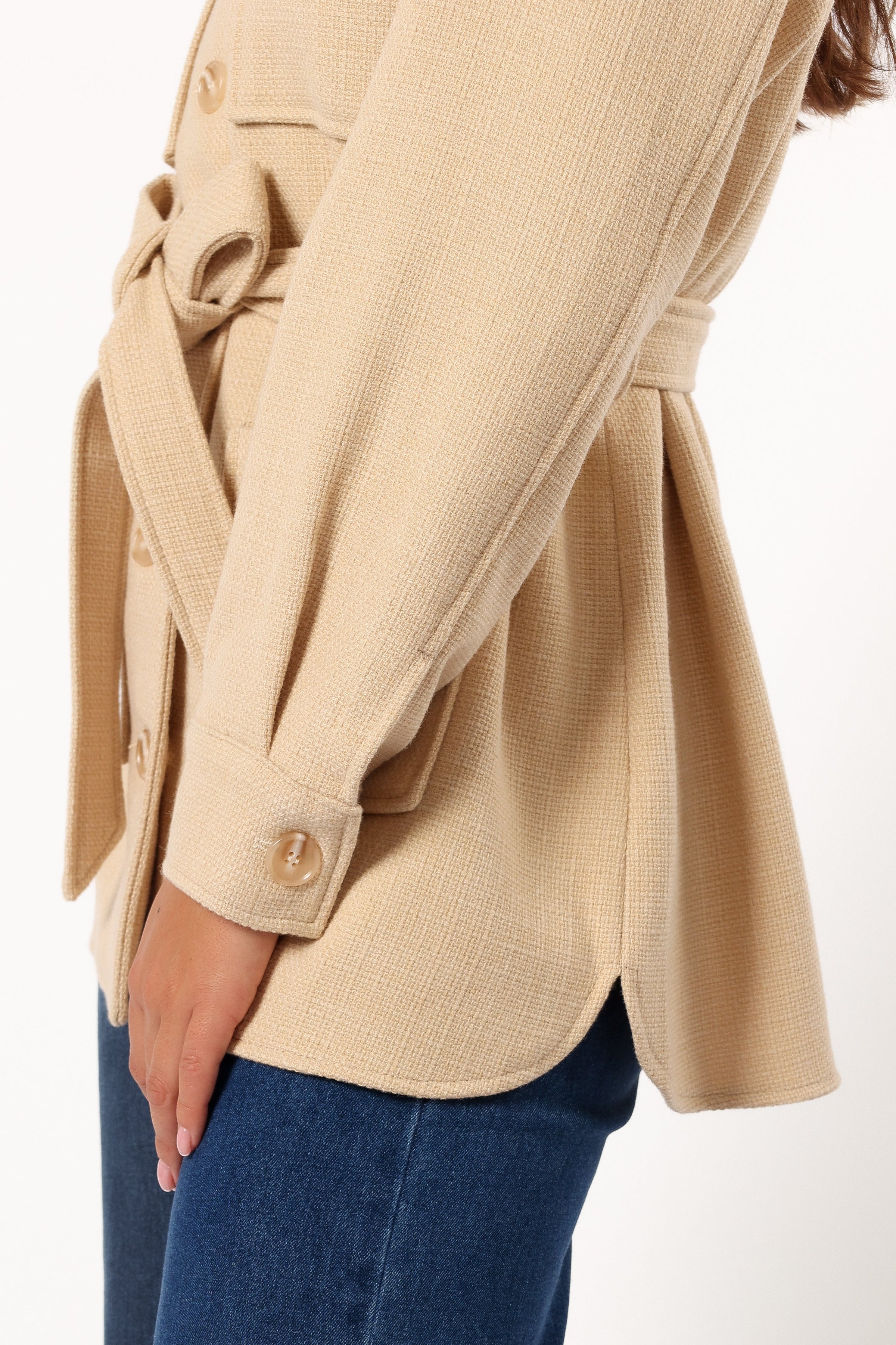 OUTERWEAR Arlow Tie Front Shacket - Cream