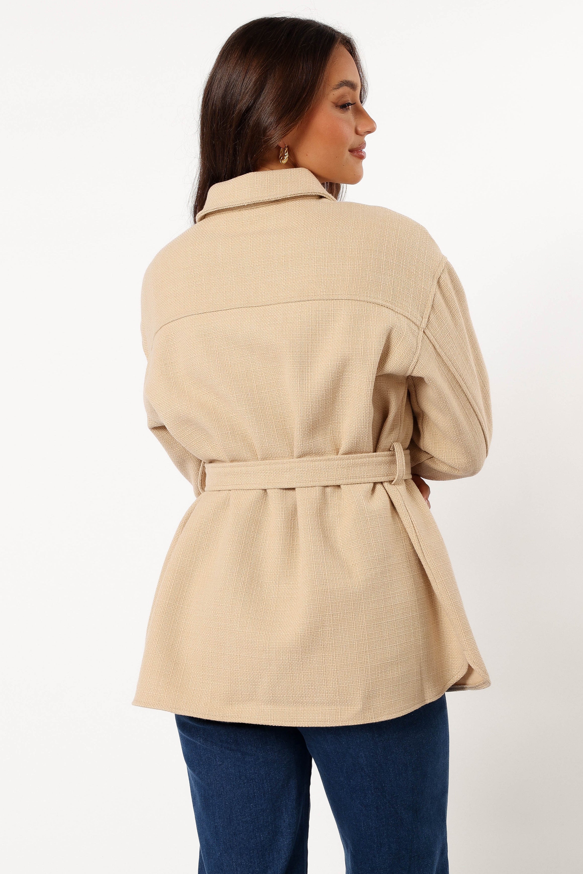 OUTERWEAR Arlow Tie Front Shacket - Cream