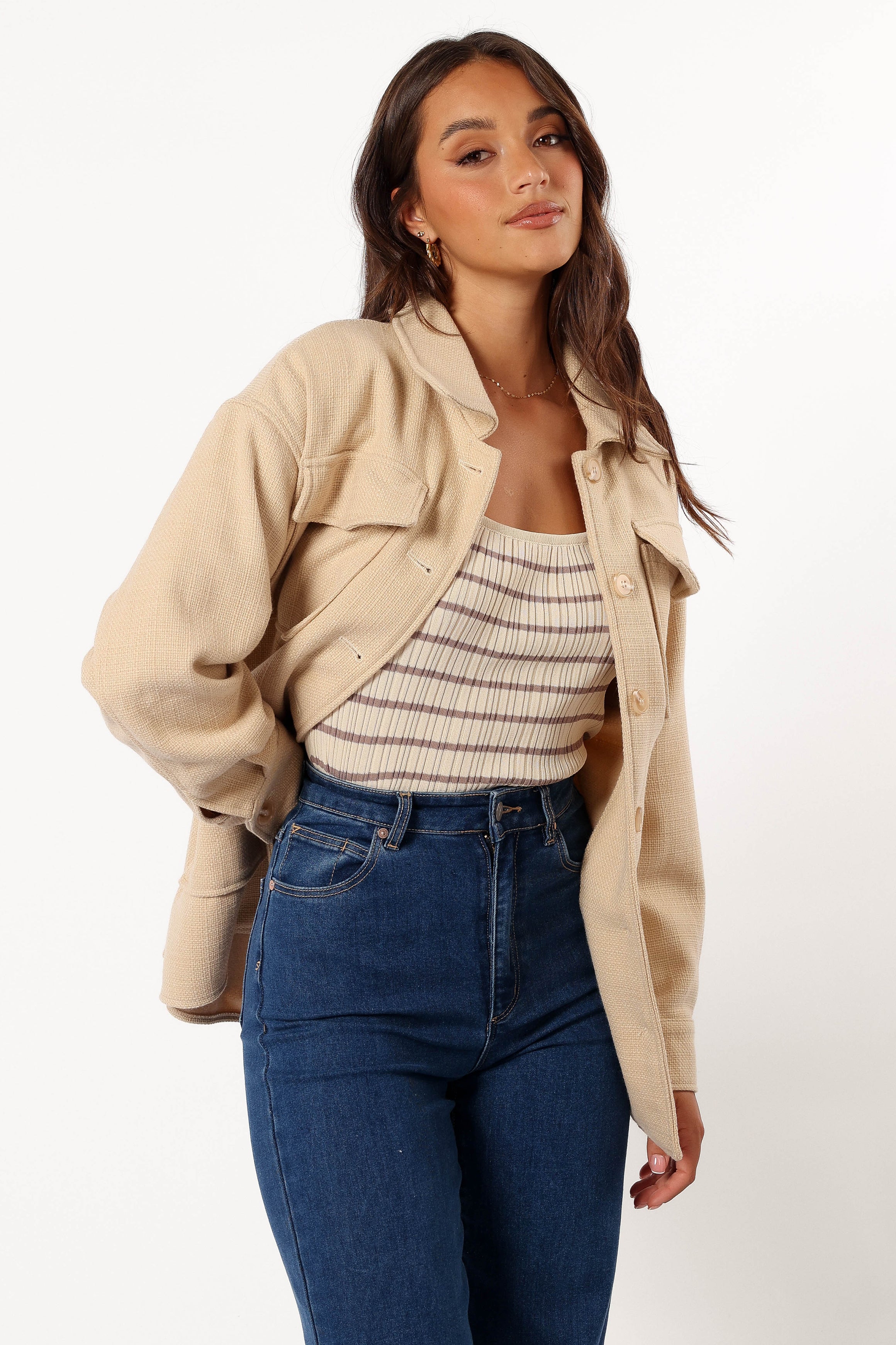 OUTERWEAR Arlow Tie Front Shacket - Cream