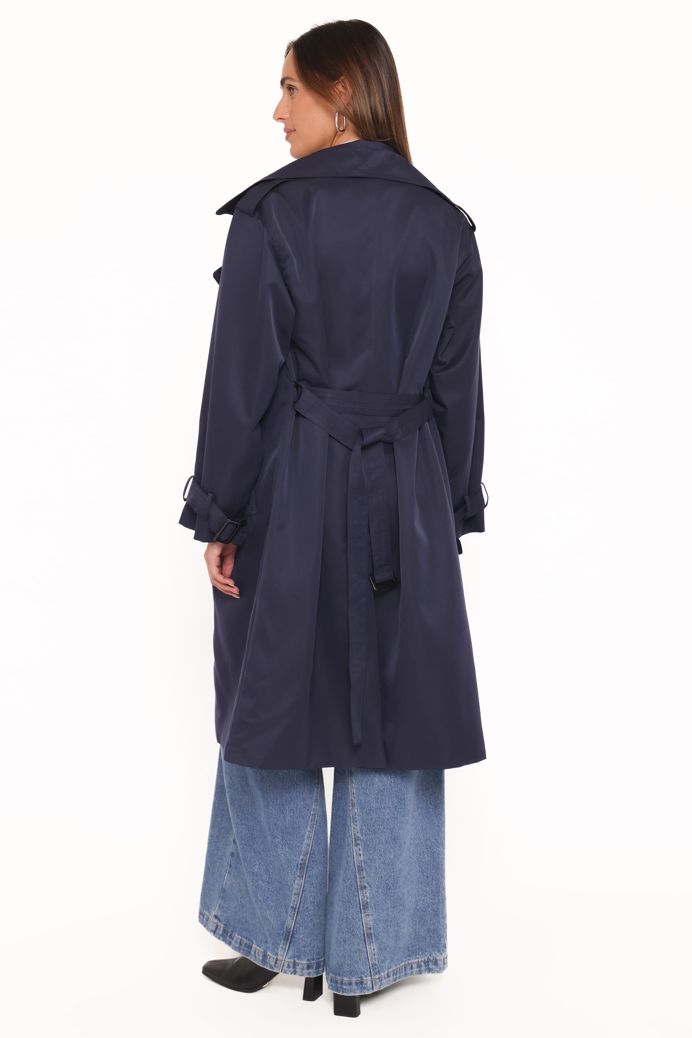 OUTERWEAR Billy Button Front Trench Coat - Navy