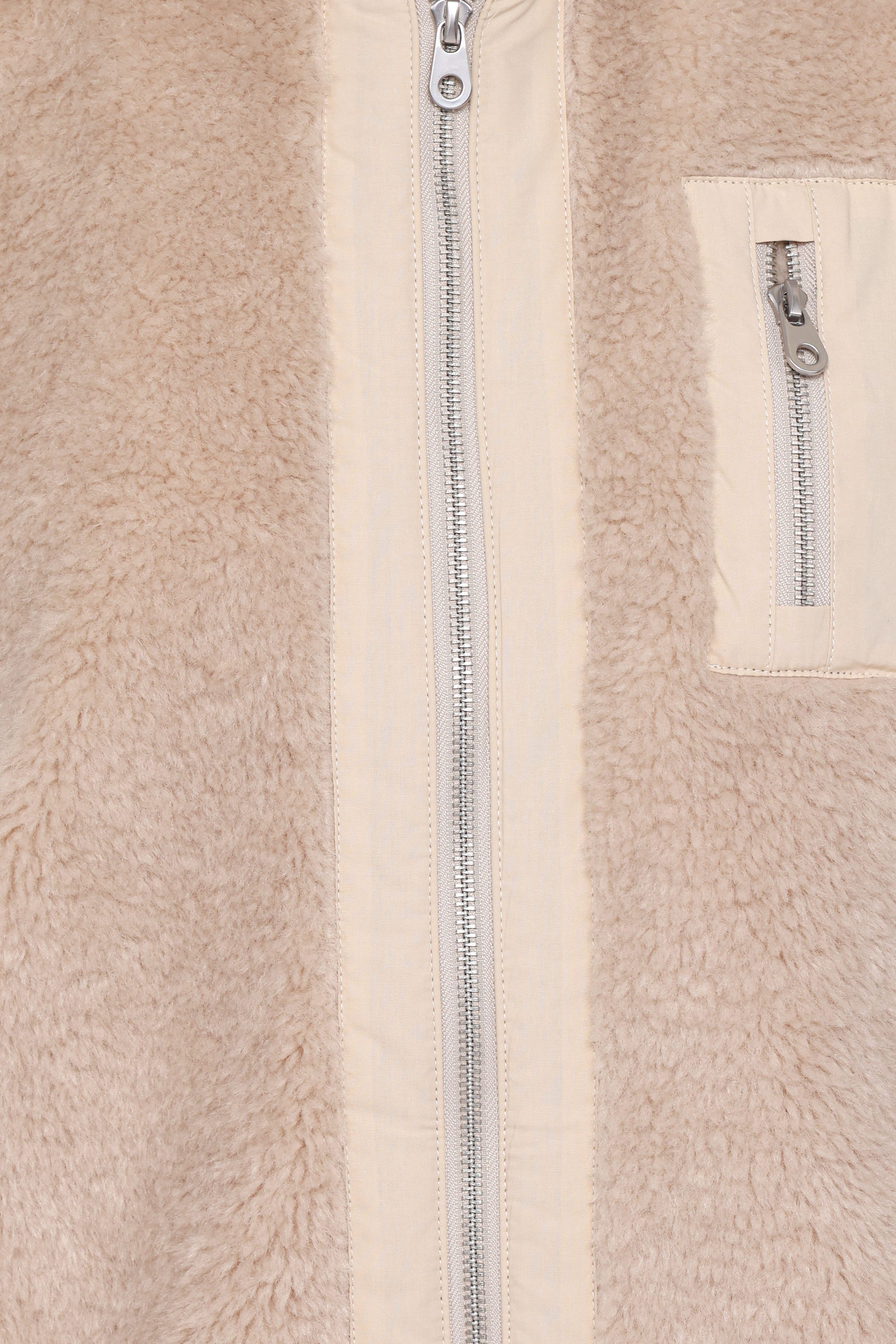 OUTERWEAR Branda Sherpa Zip Up Jacket - Beige