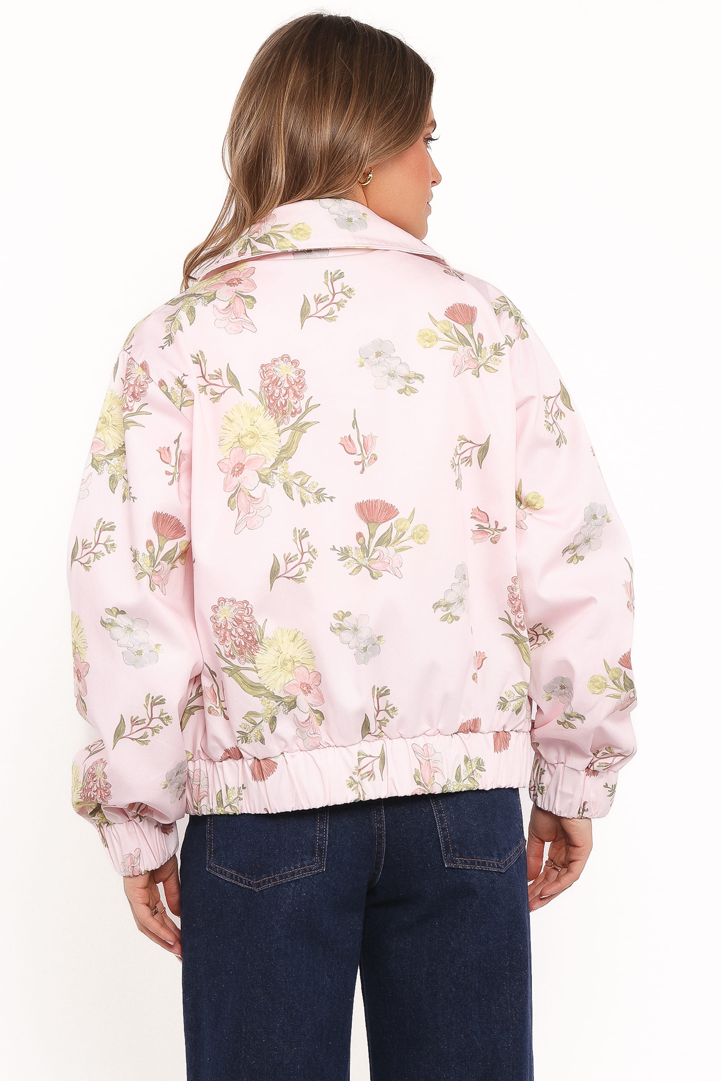 OUTERWEAR Calvin Floral Twill Zip Jacket - Pale Pink Floral