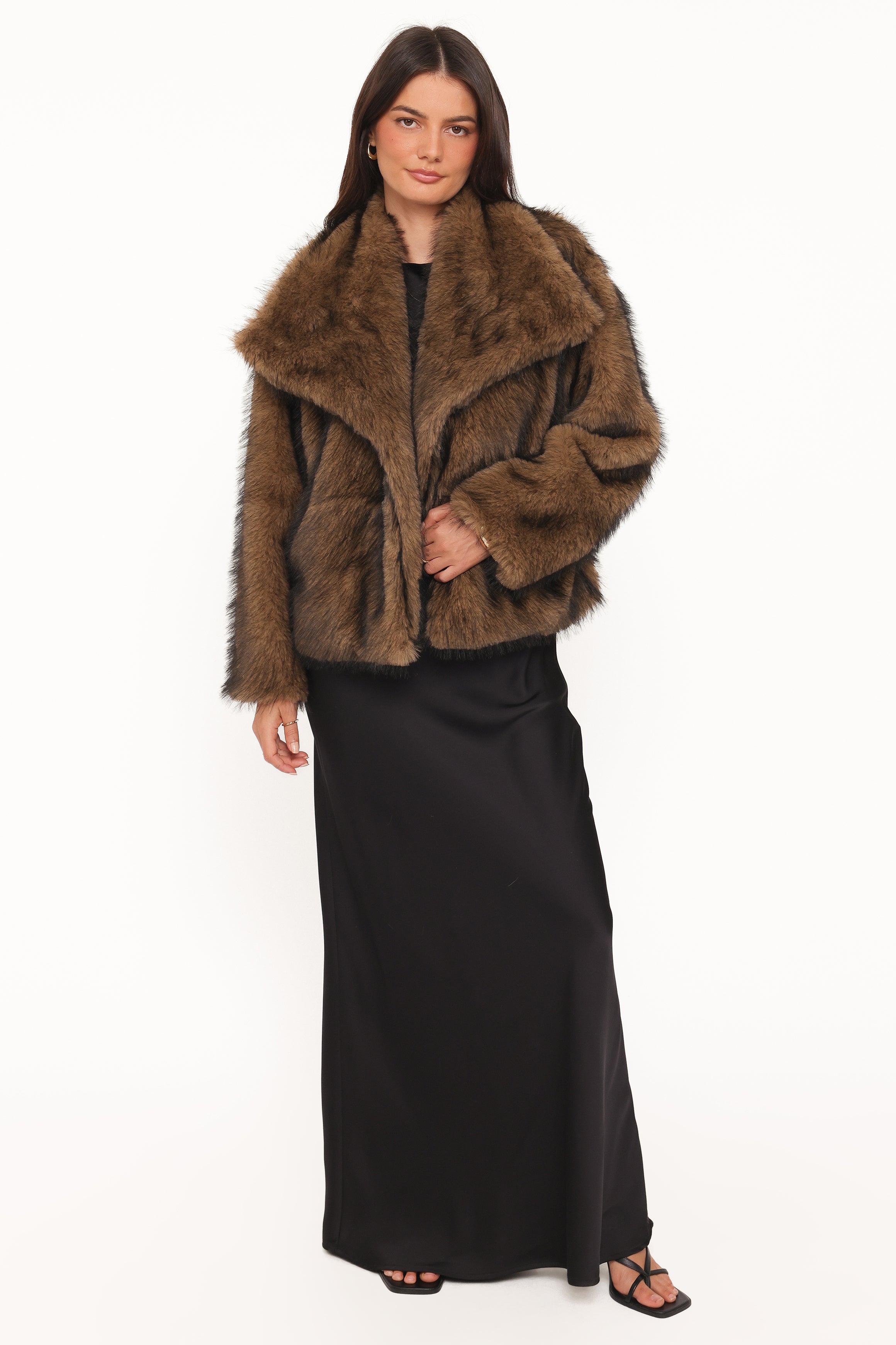OUTERWEAR Carmie Fur Collared Jacket - Brown
