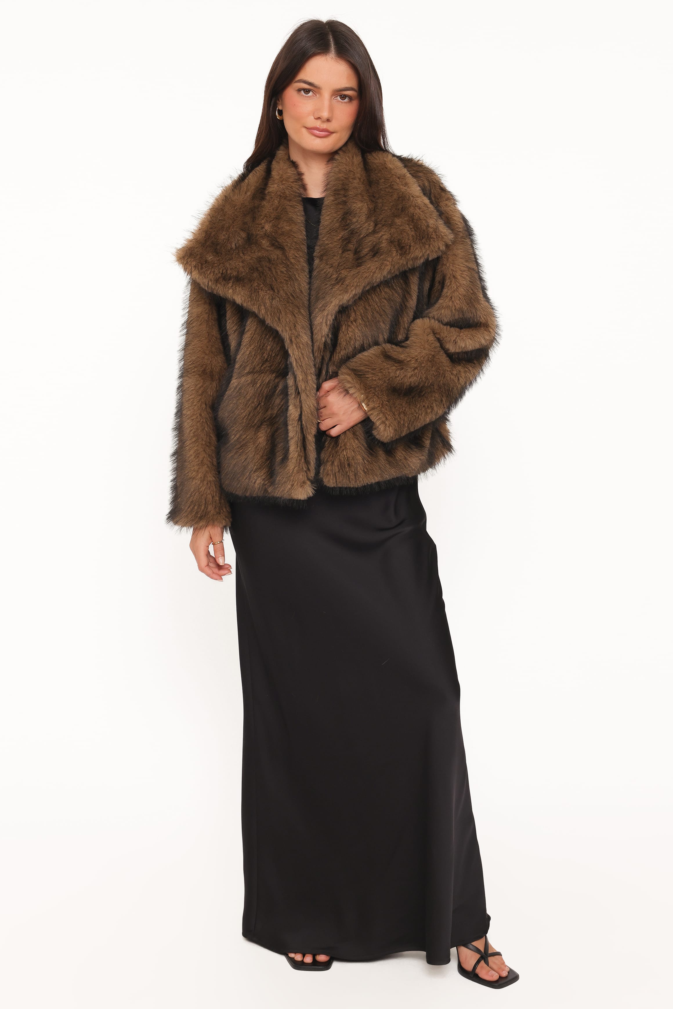 OUTERWEAR Carmie Fur Collared Jacket - Brown