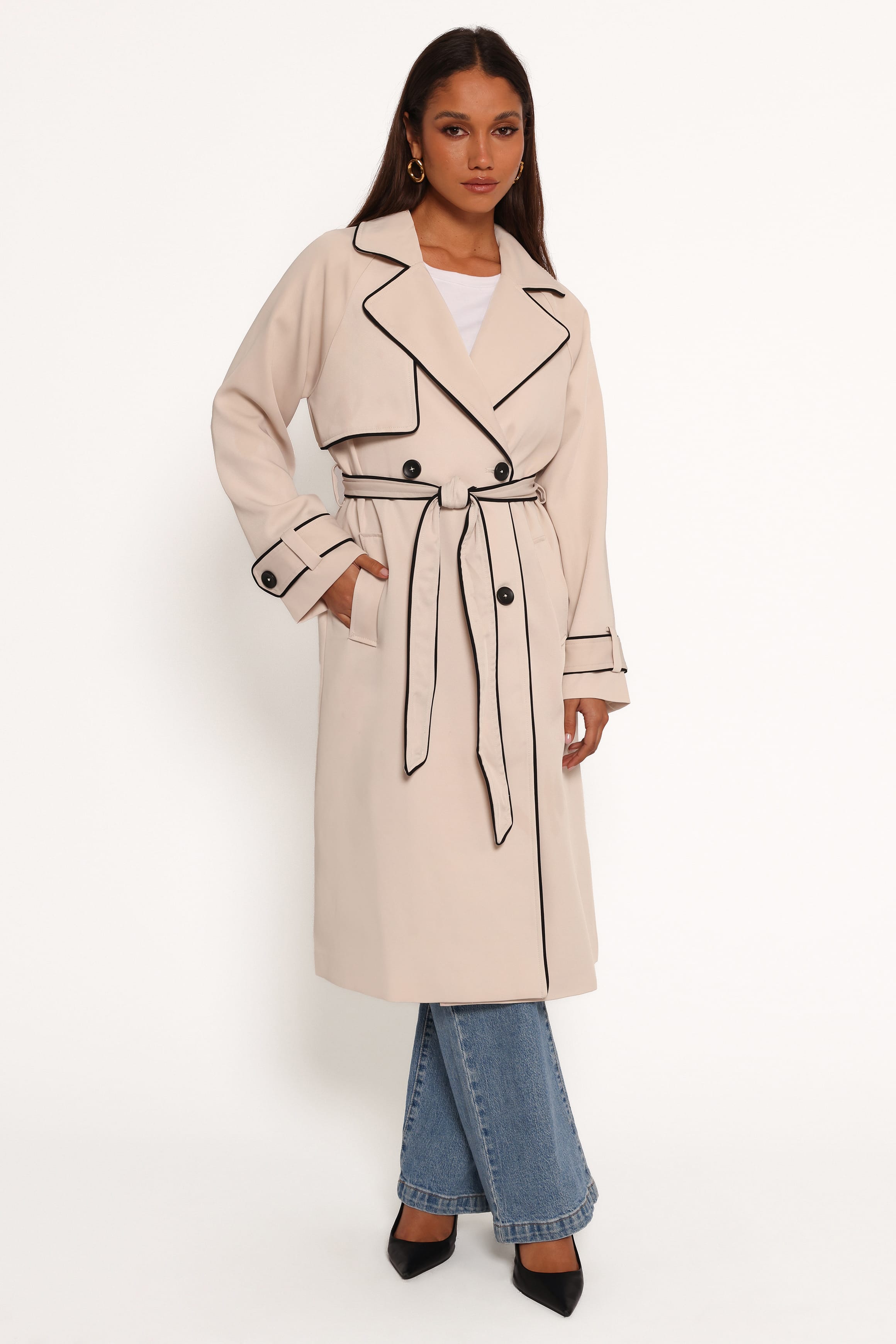 OUTERWEAR Cayenne Contrast Binding Trench Coat - Beige