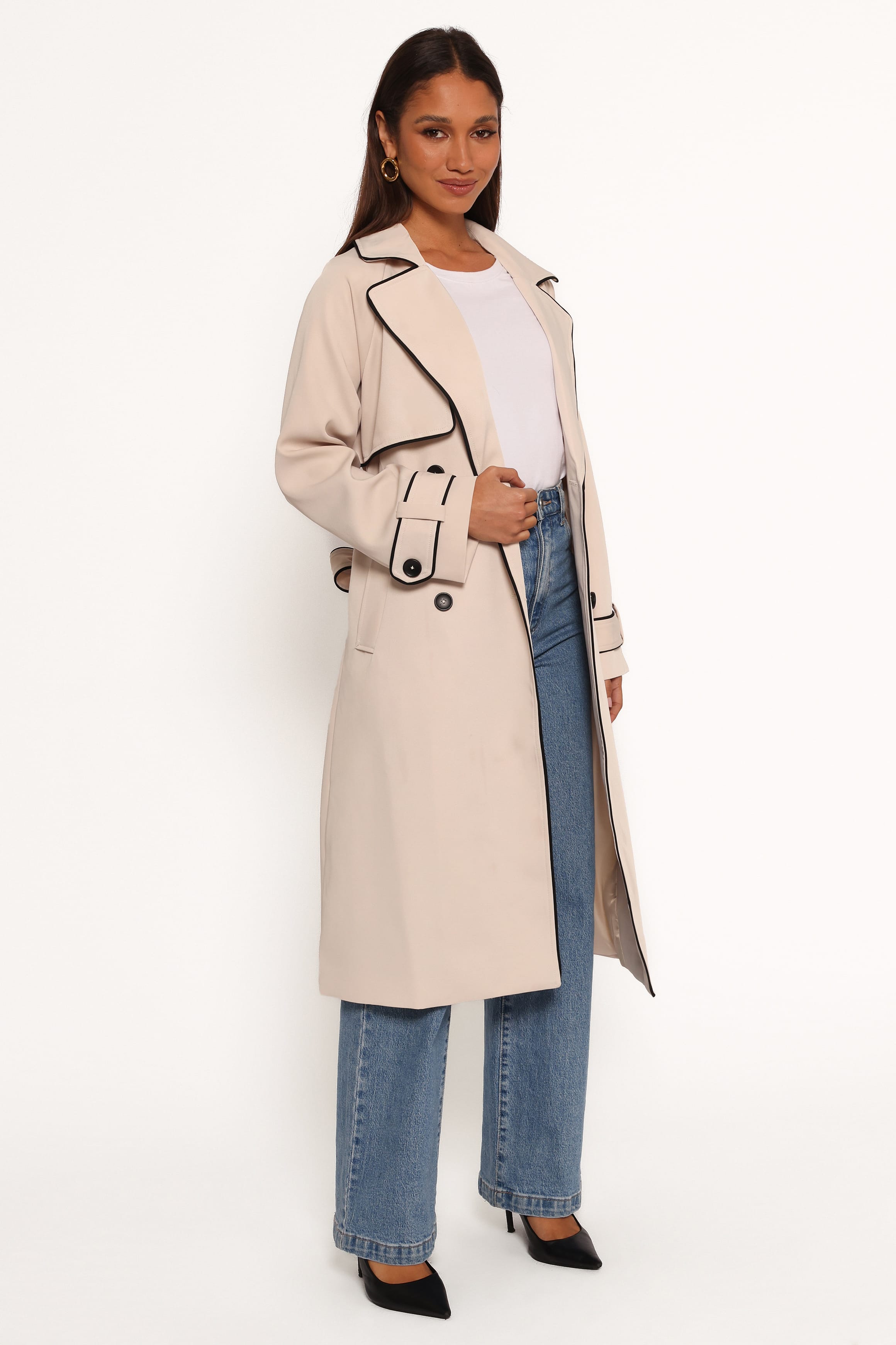 OUTERWEAR Cayenne Contrast Binding Trench Coat - Beige