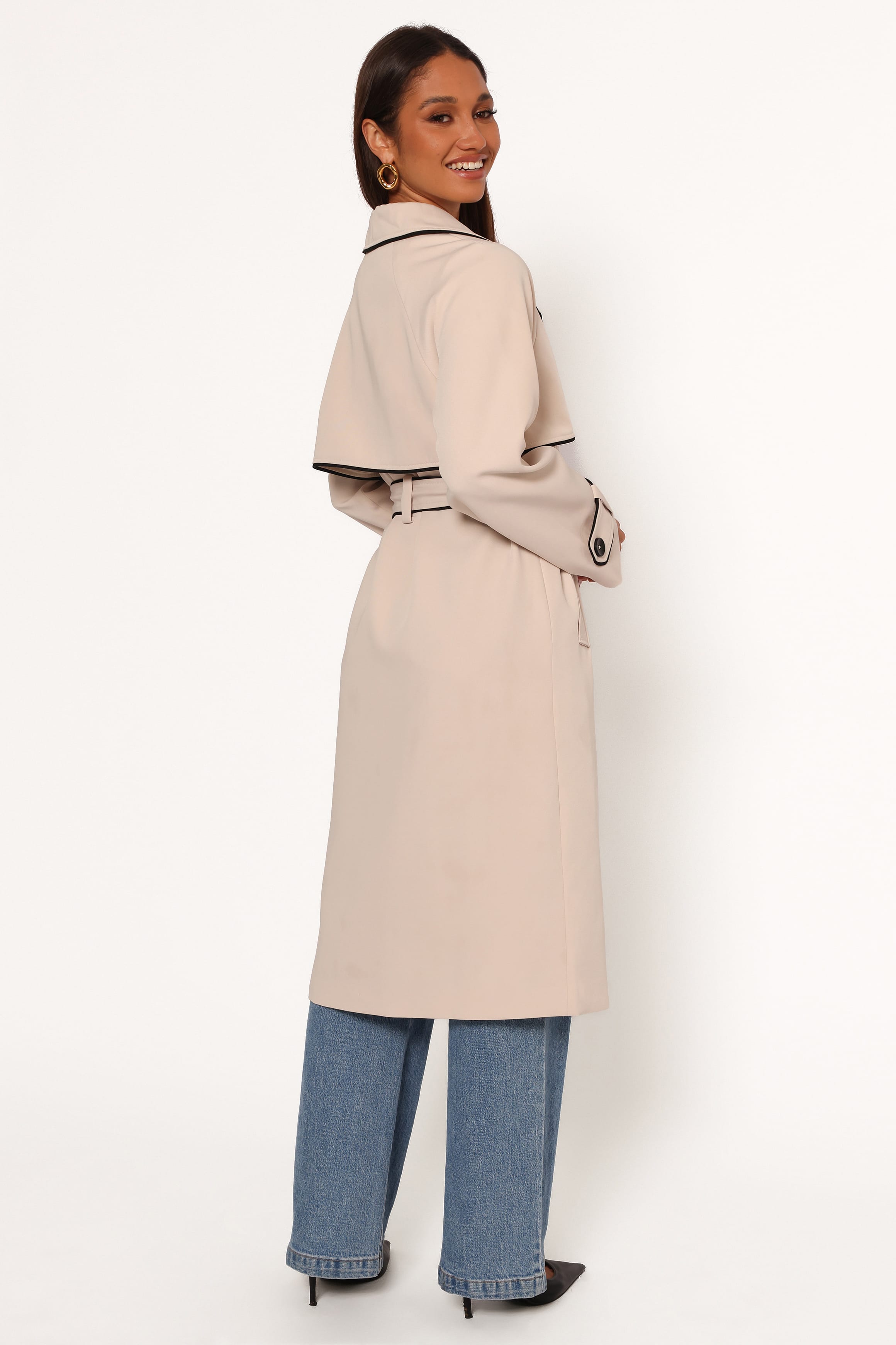 OUTERWEAR Cayenne Contrast Binding Trench Coat - Beige