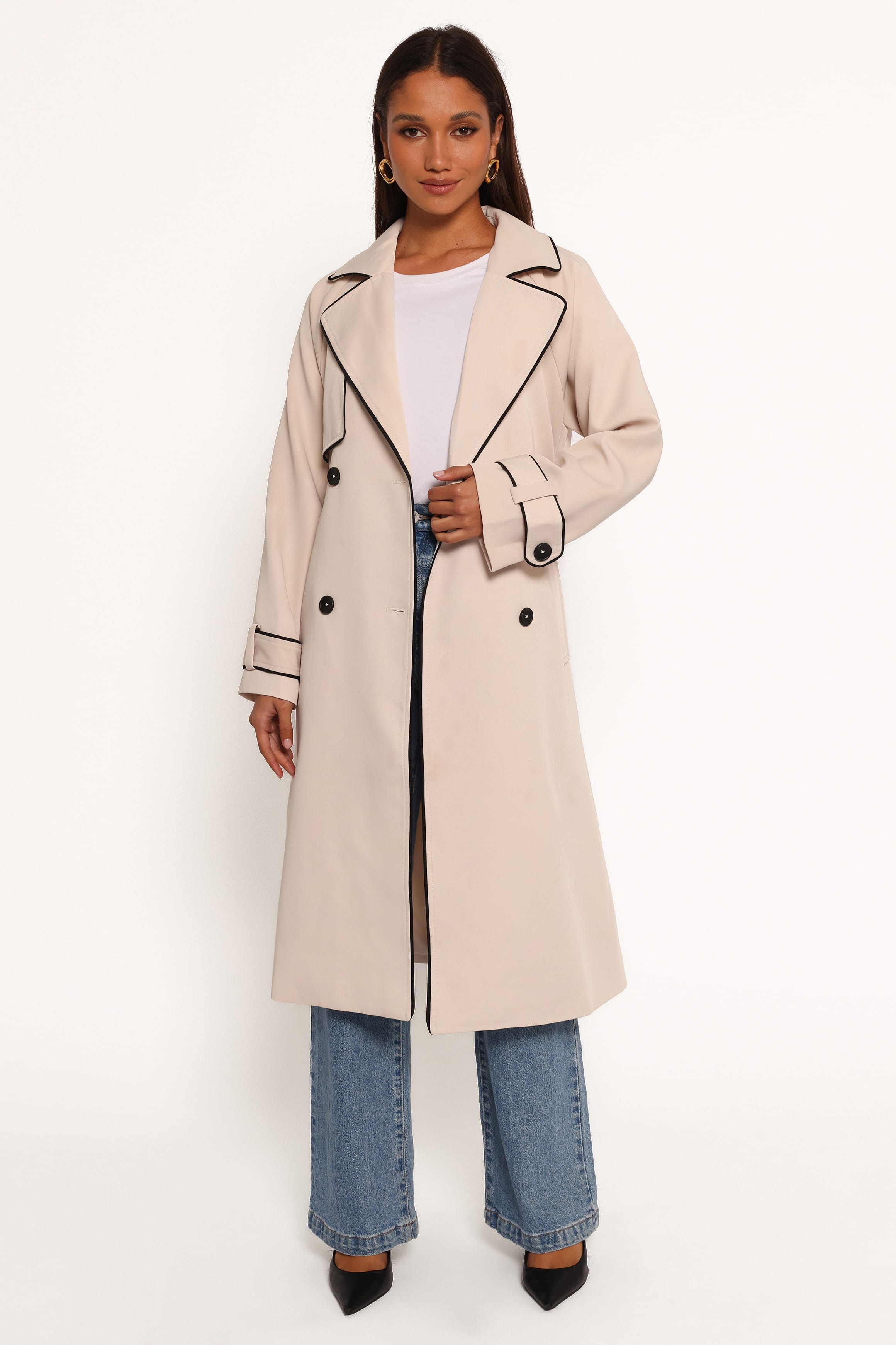 OUTERWEAR Cayenne Contrast Binding Trench Coat - Beige