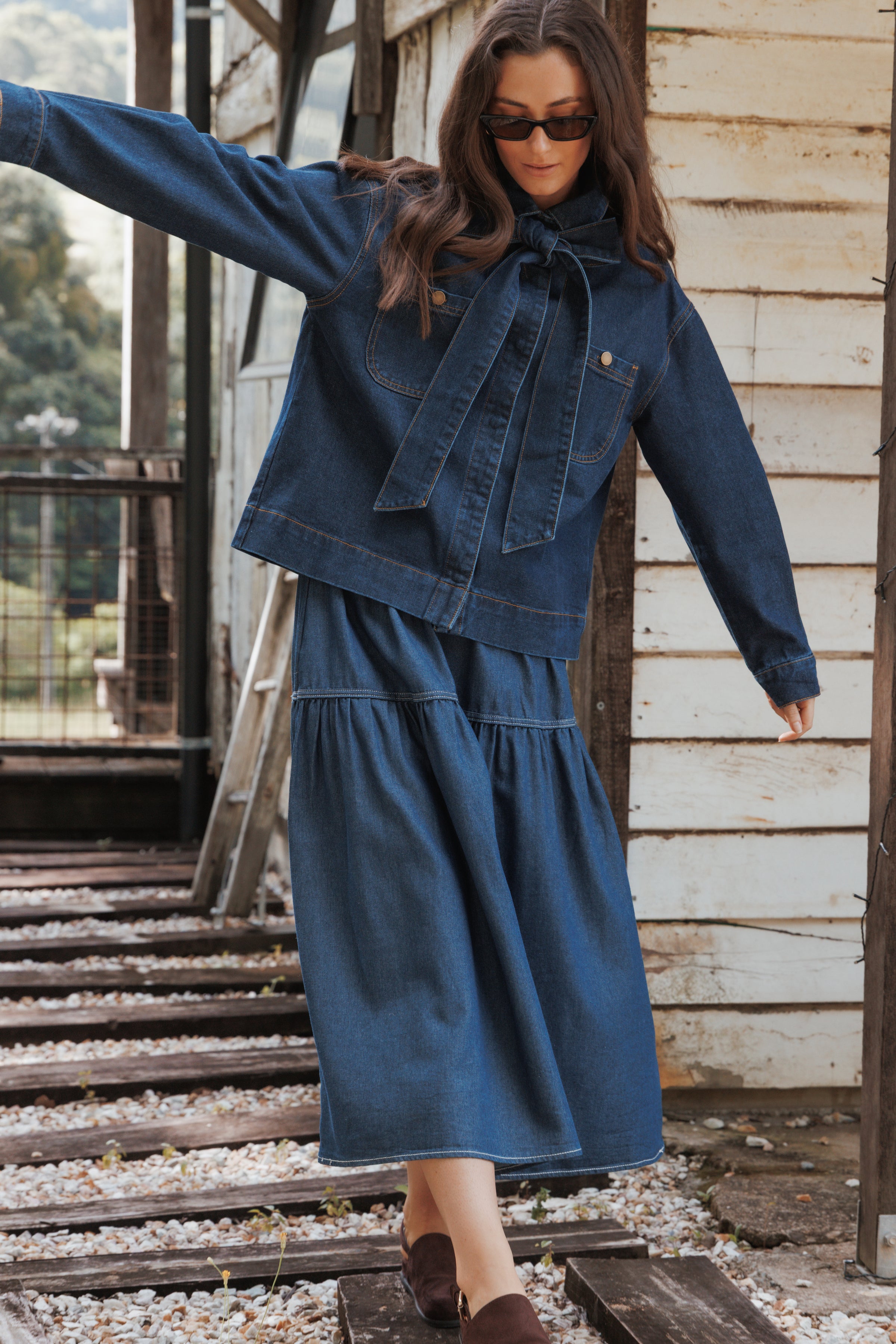 OUTERWEAR Cleo Denim Bow Jacket - Indigo