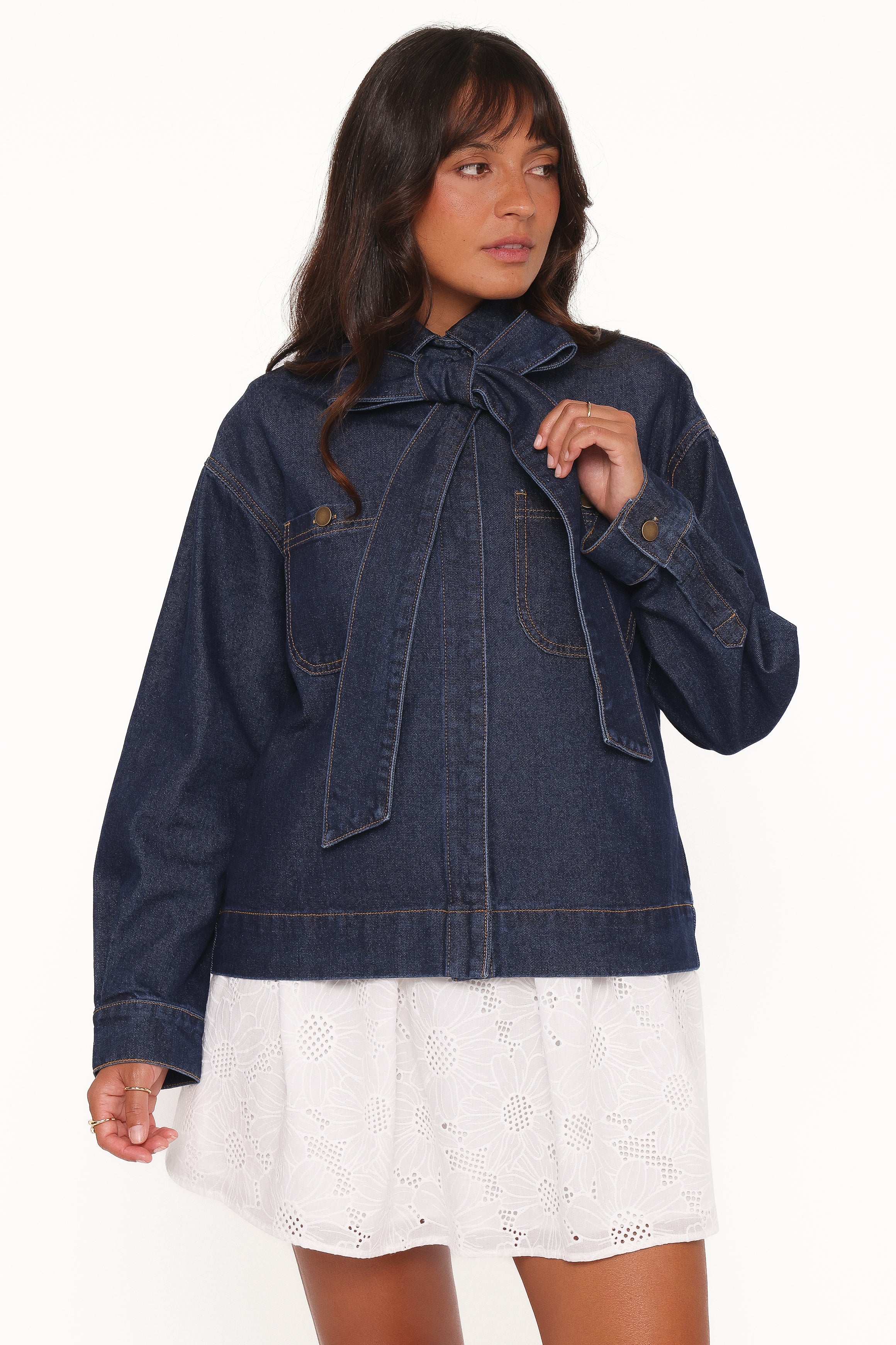 OUTERWEAR Cleo Denim Bow Jacket - Indigo