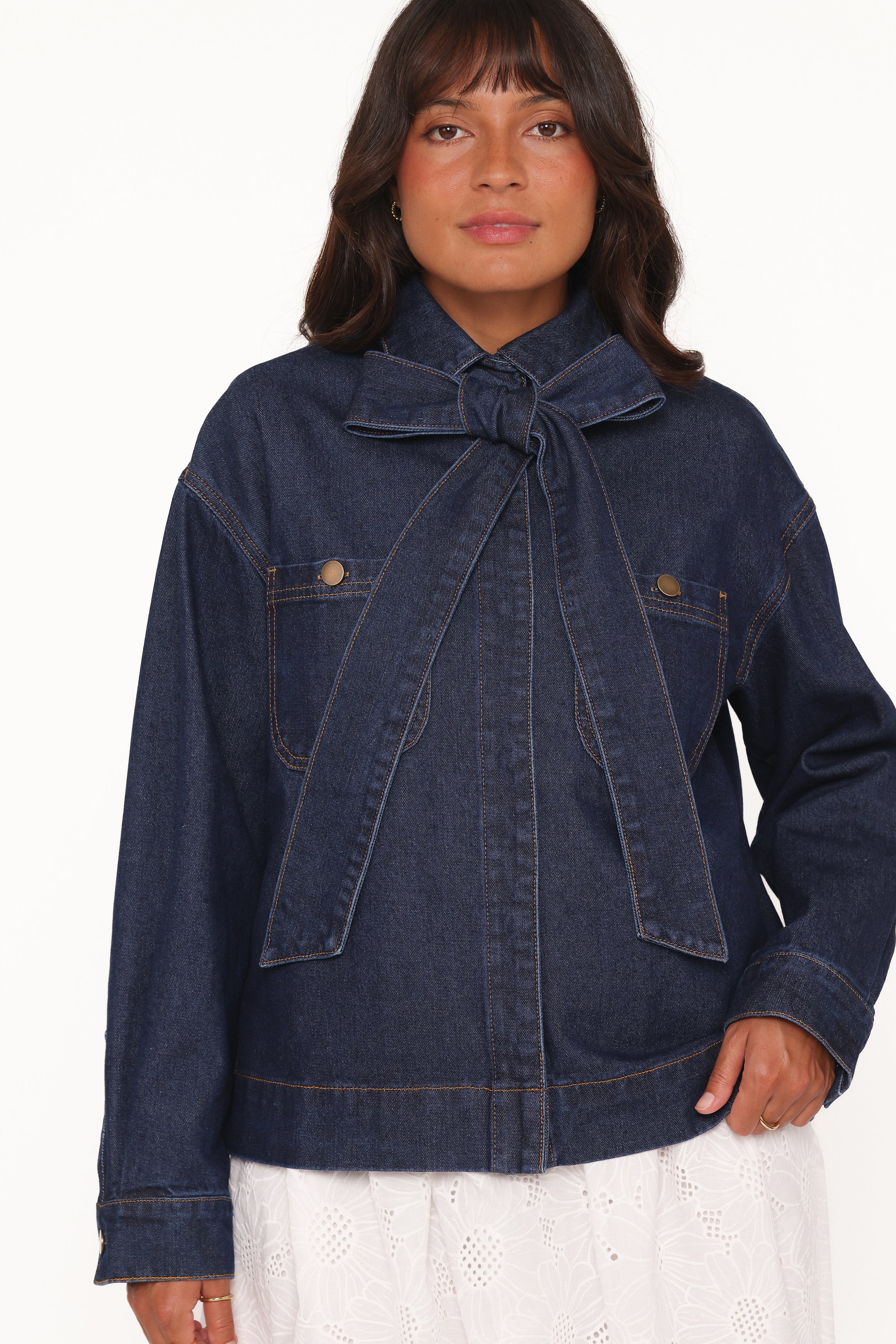 OUTERWEAR Cleo Denim Bow Jacket - Indigo