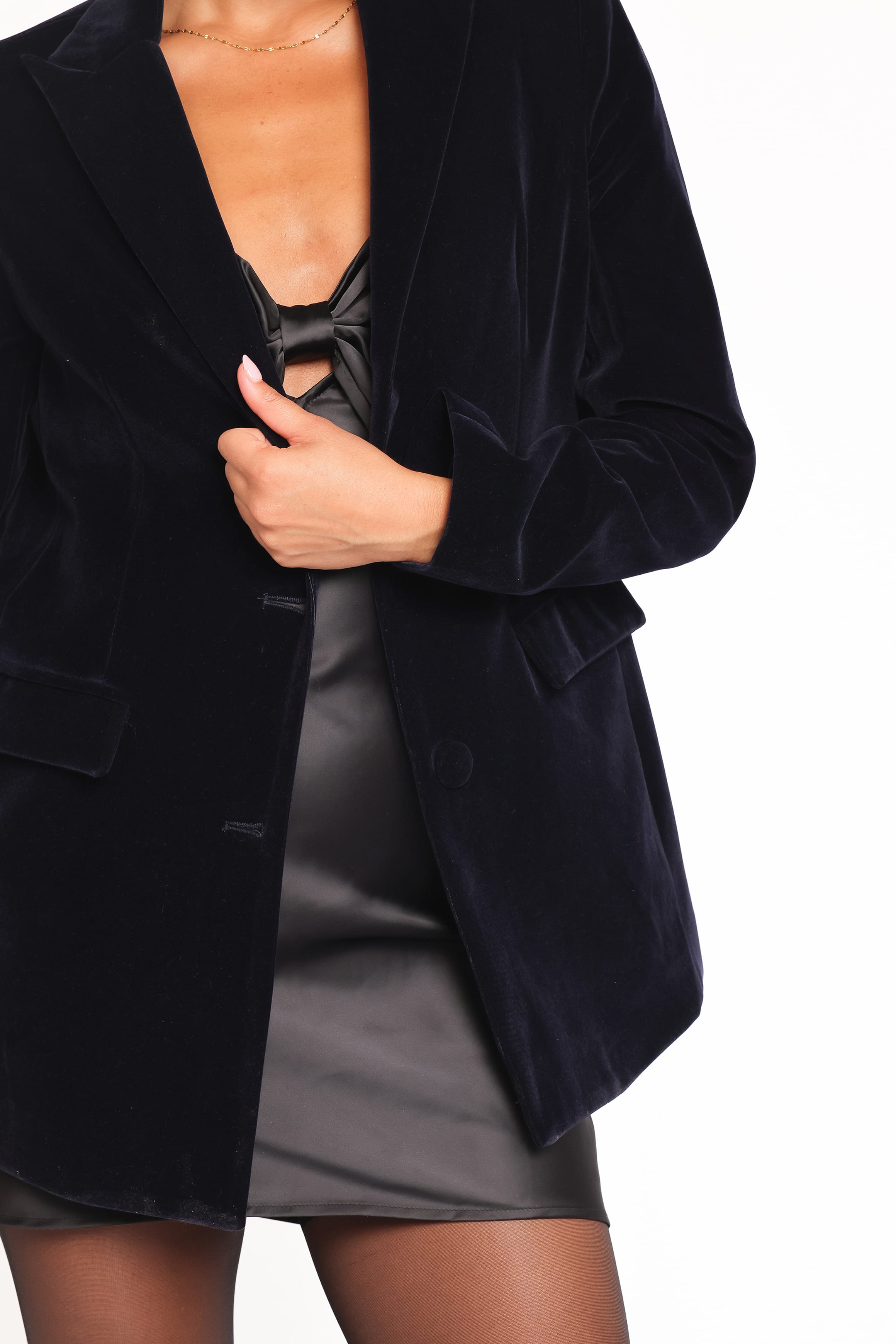 OUTERWEAR Clive Velvet Blazer - Navy