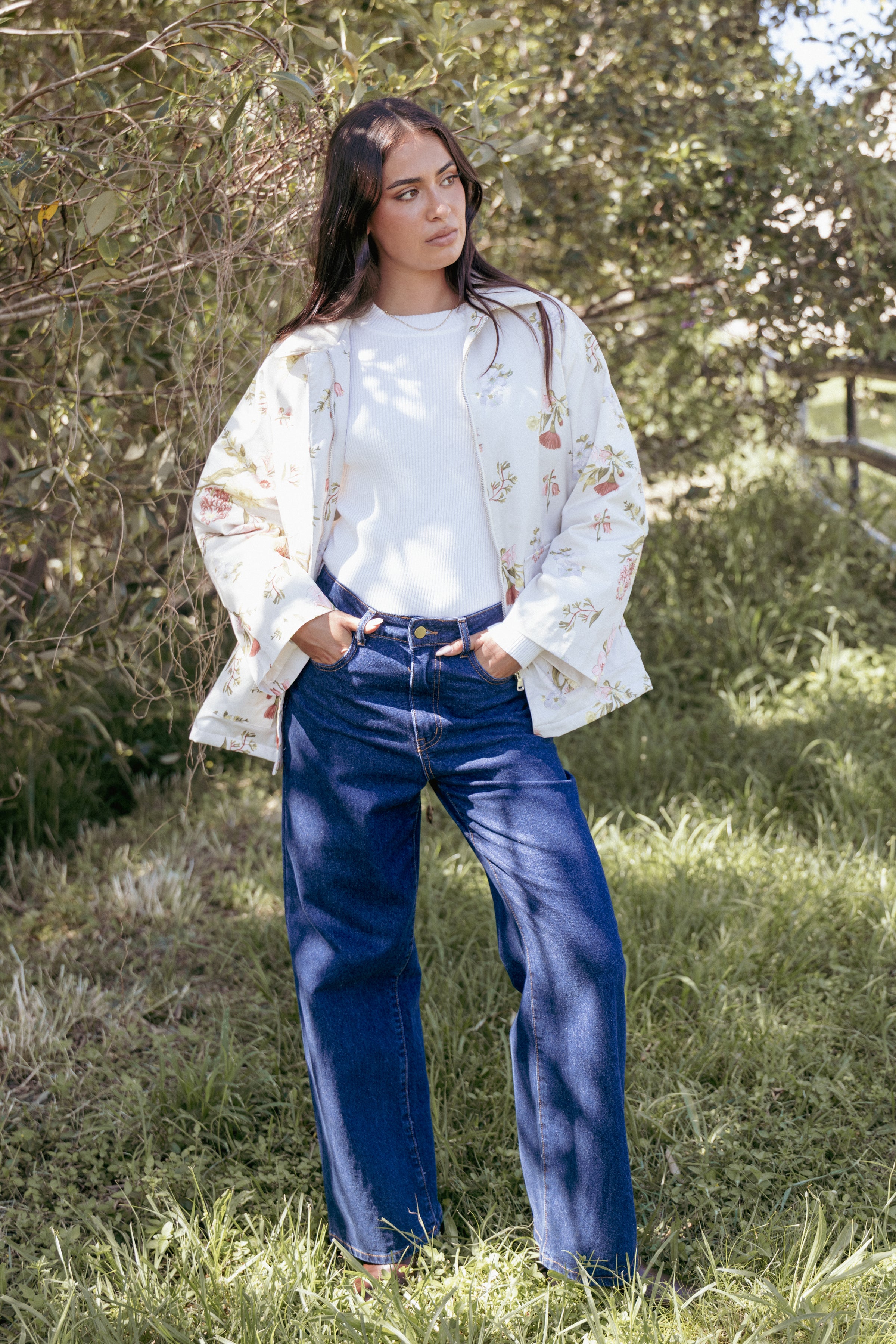 OUTERWEAR Danica Barn Jacket - Khaki Floral