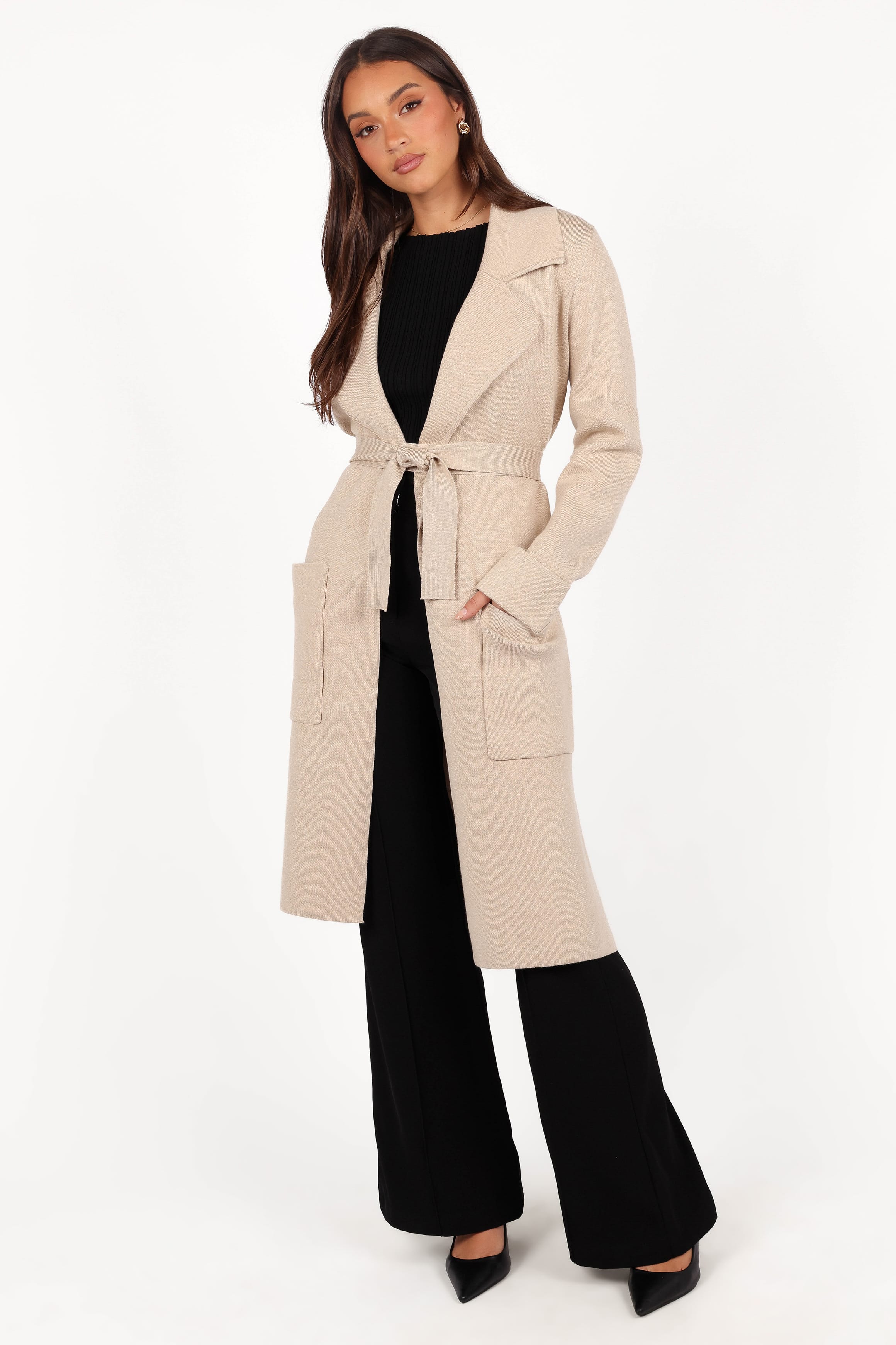 OUTERWEAR Decker Waist Tie Coatigan - Oatmeal