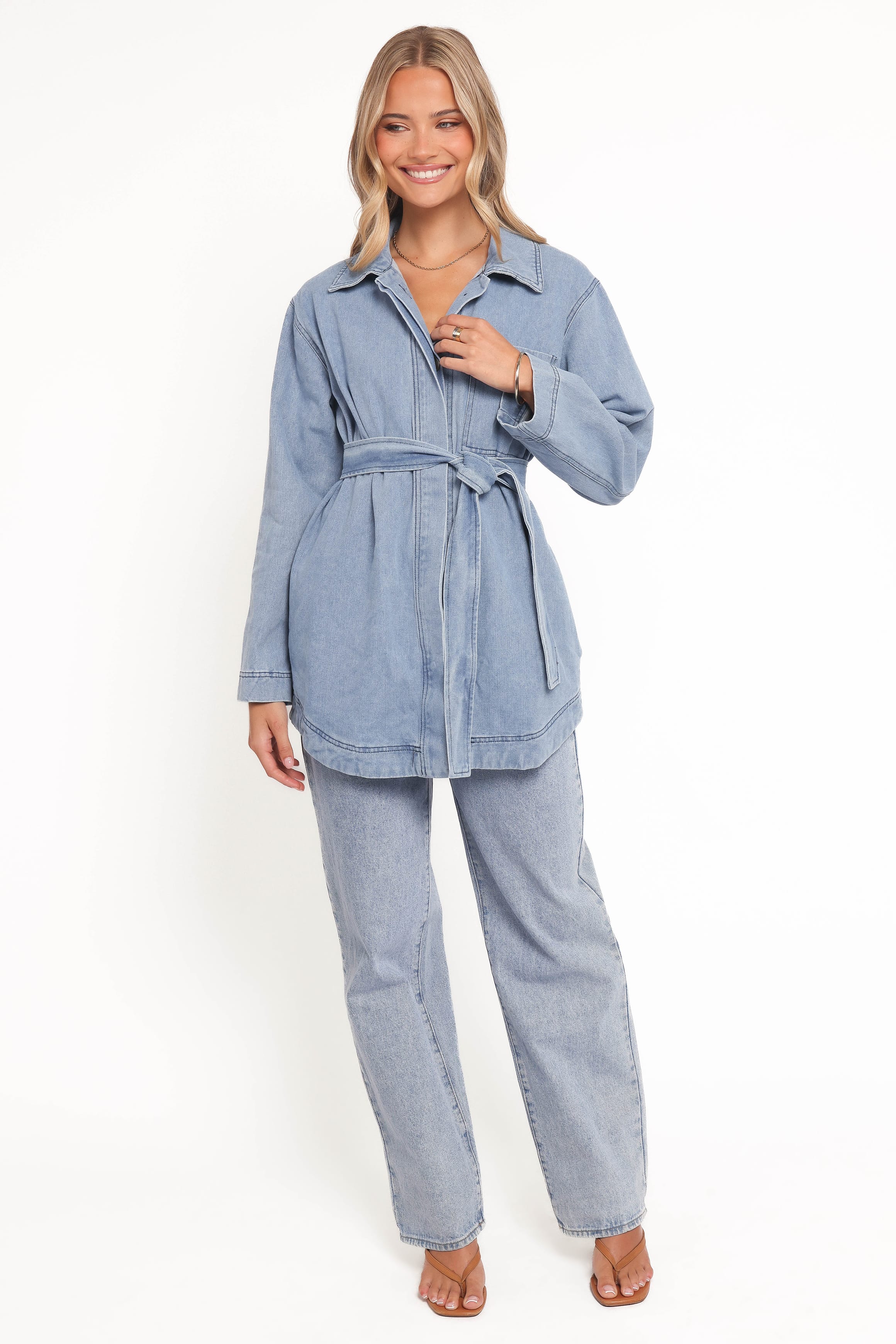 OUTERWEAR Donovan Denim Tie Jacket - Light Denim
