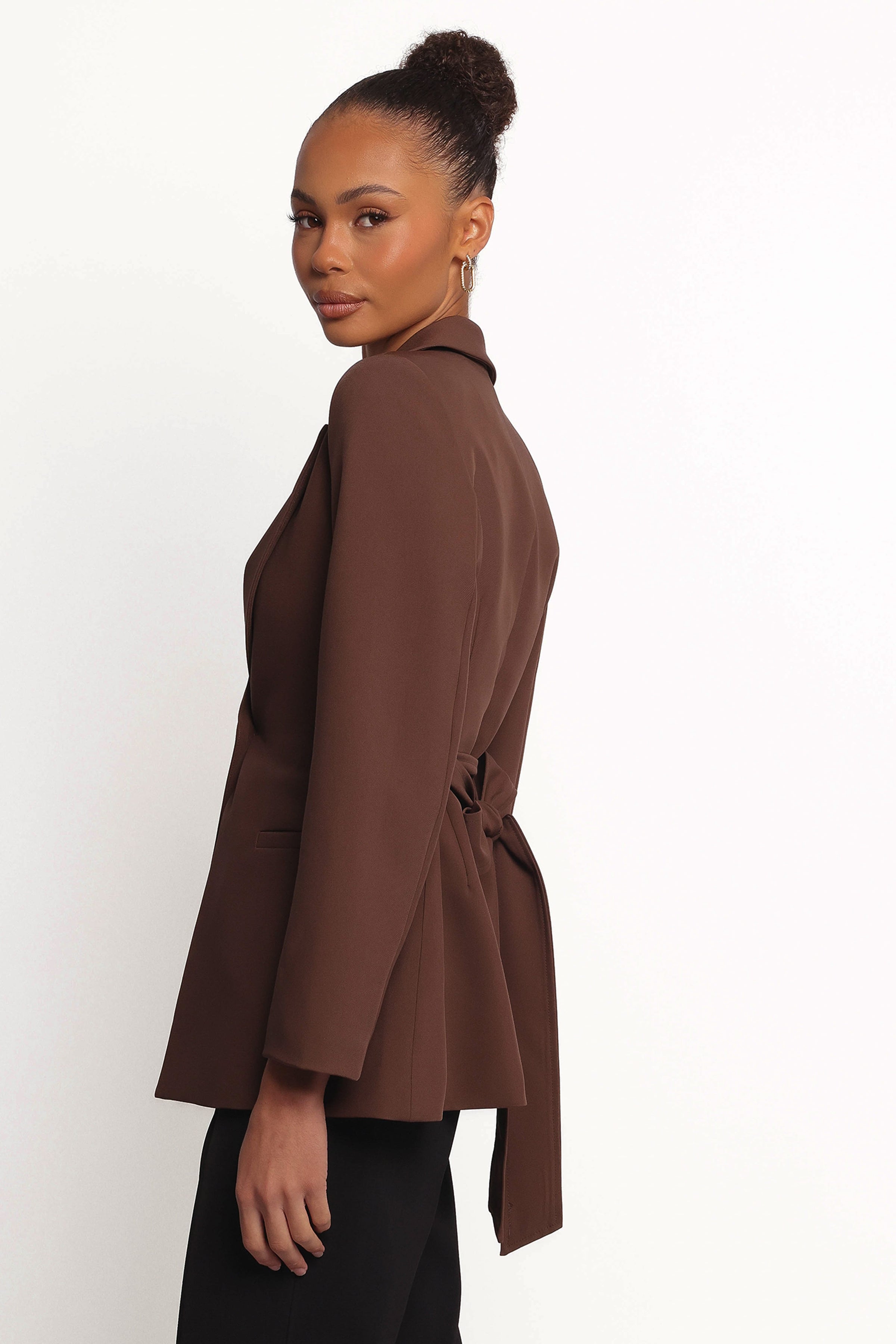 OUTERWEAR Eliana Waist Tie Blazer - Espresso