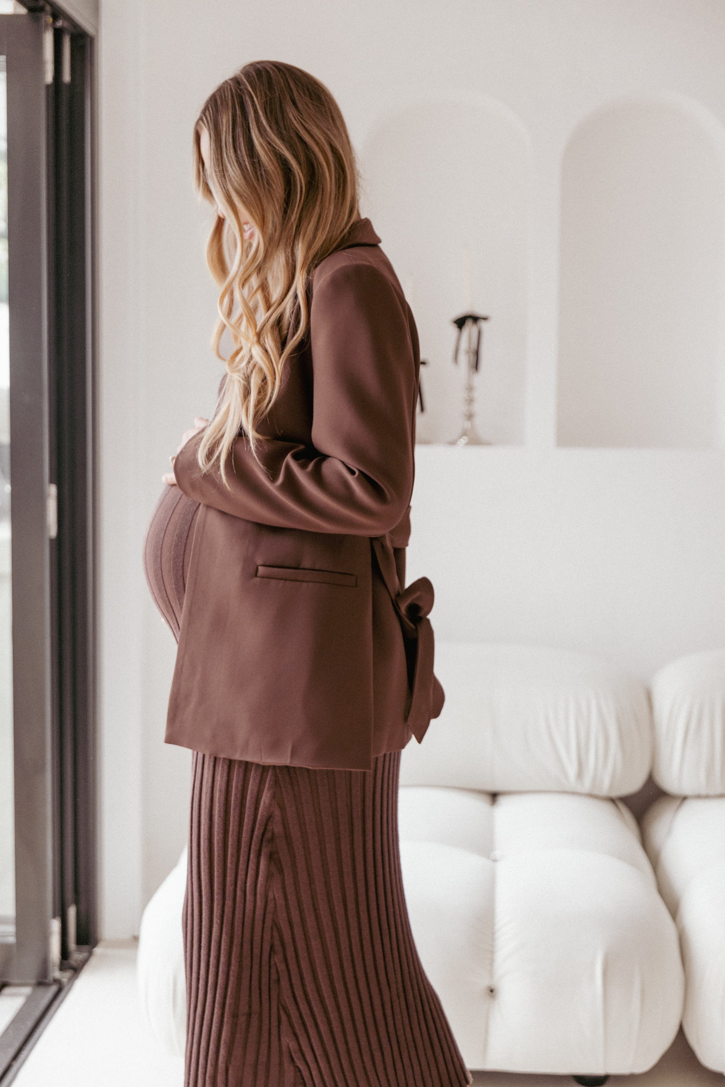 OUTERWEAR Eliana Waist Tie Blazer - Espresso