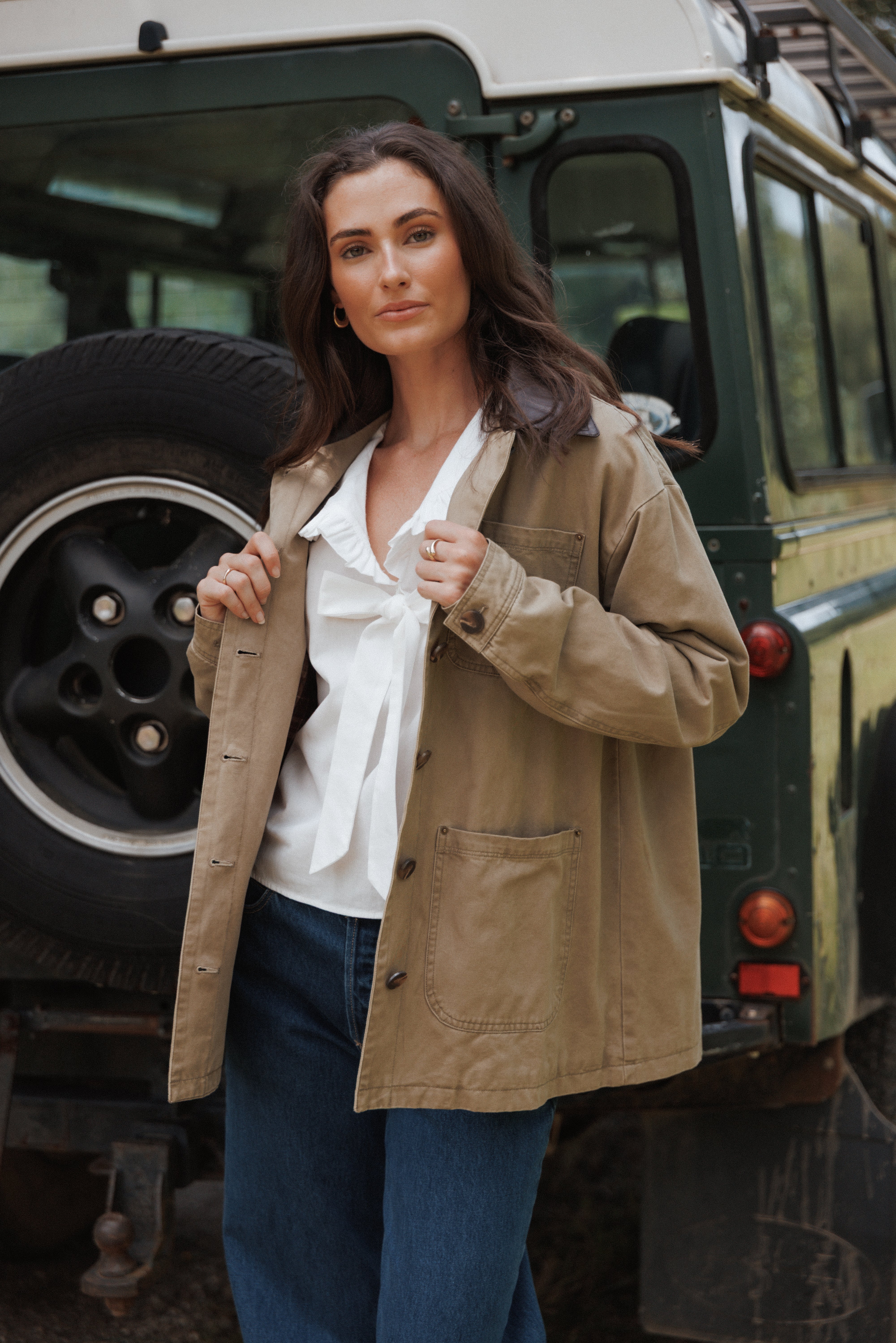 OUTERWEAR Elliot Contrast Collar Barn Jacket - Khaki