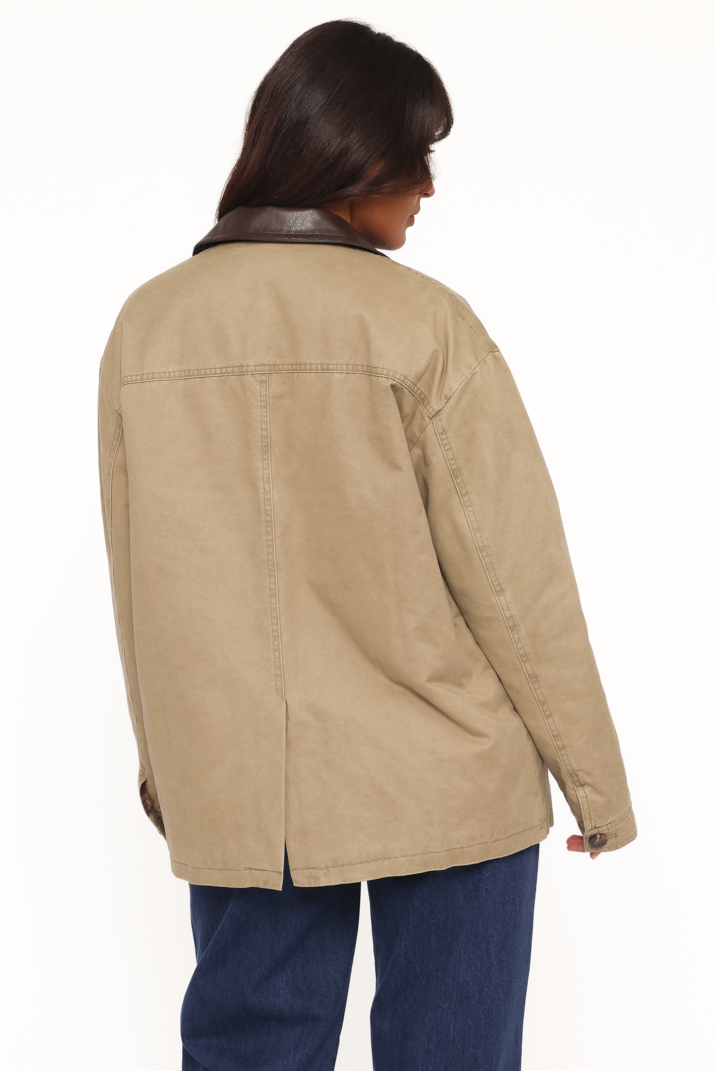 OUTERWEAR Elliot Contrast Collar Barn Jacket - Khaki